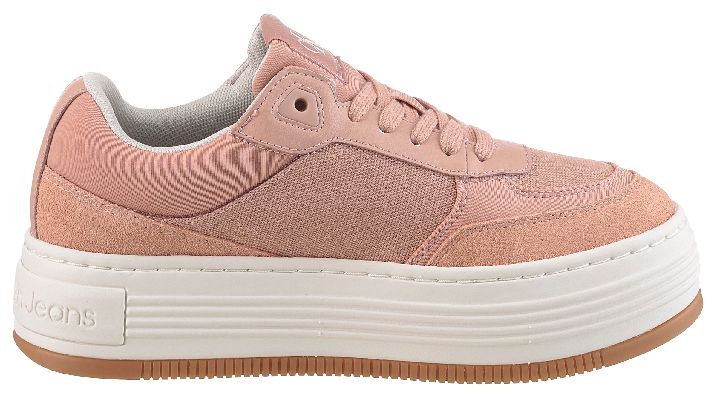 Calvin Klein Jeans Plateausneaker »BOLD FLATF LOW MIX MG MEDIA«, Schnürschuh, Freizeitschuh, Halbschuh mit seitlichem Logo