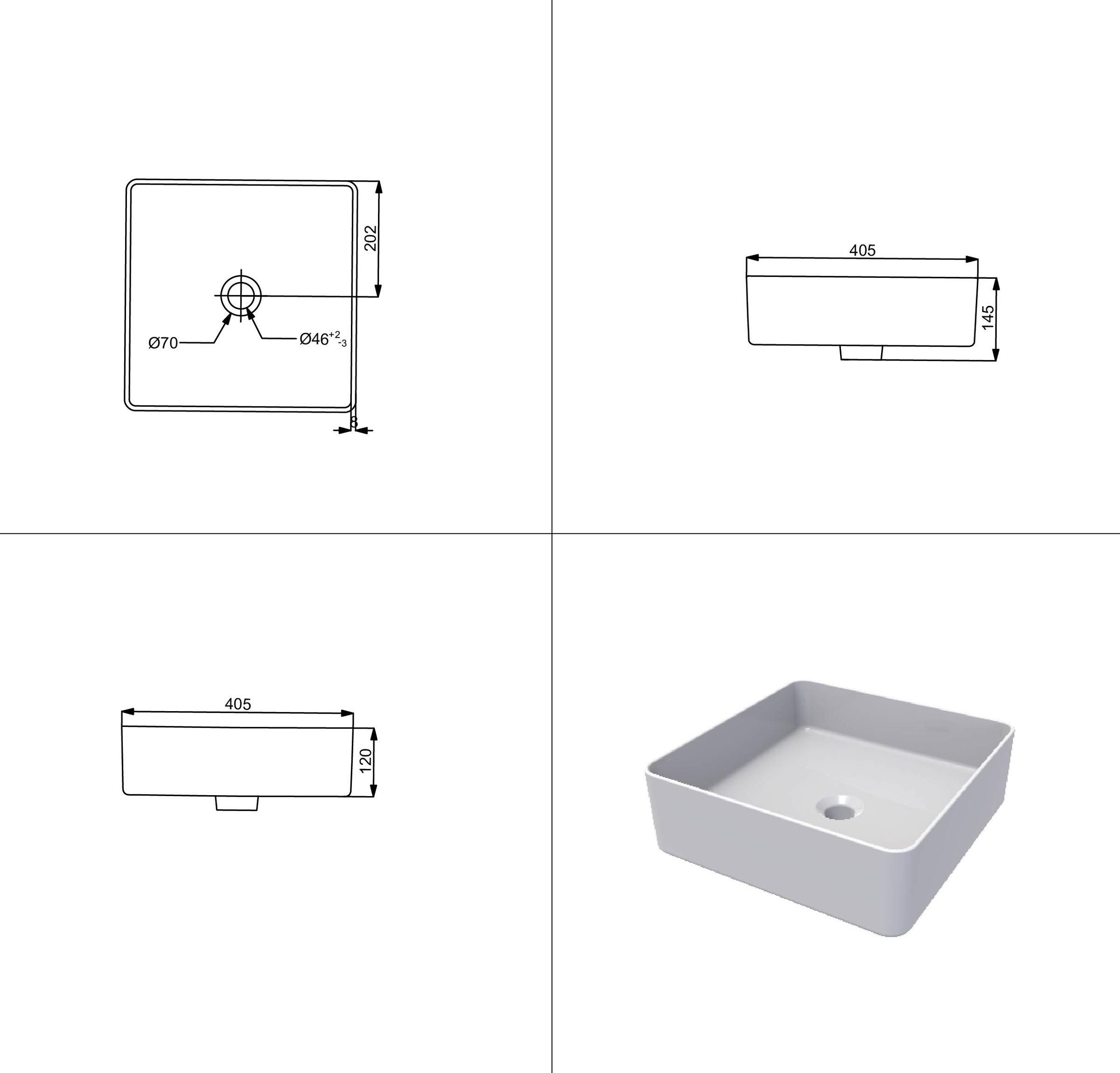 welltime Aufsatzwaschbecken »QUADRINO« NANO Glasur