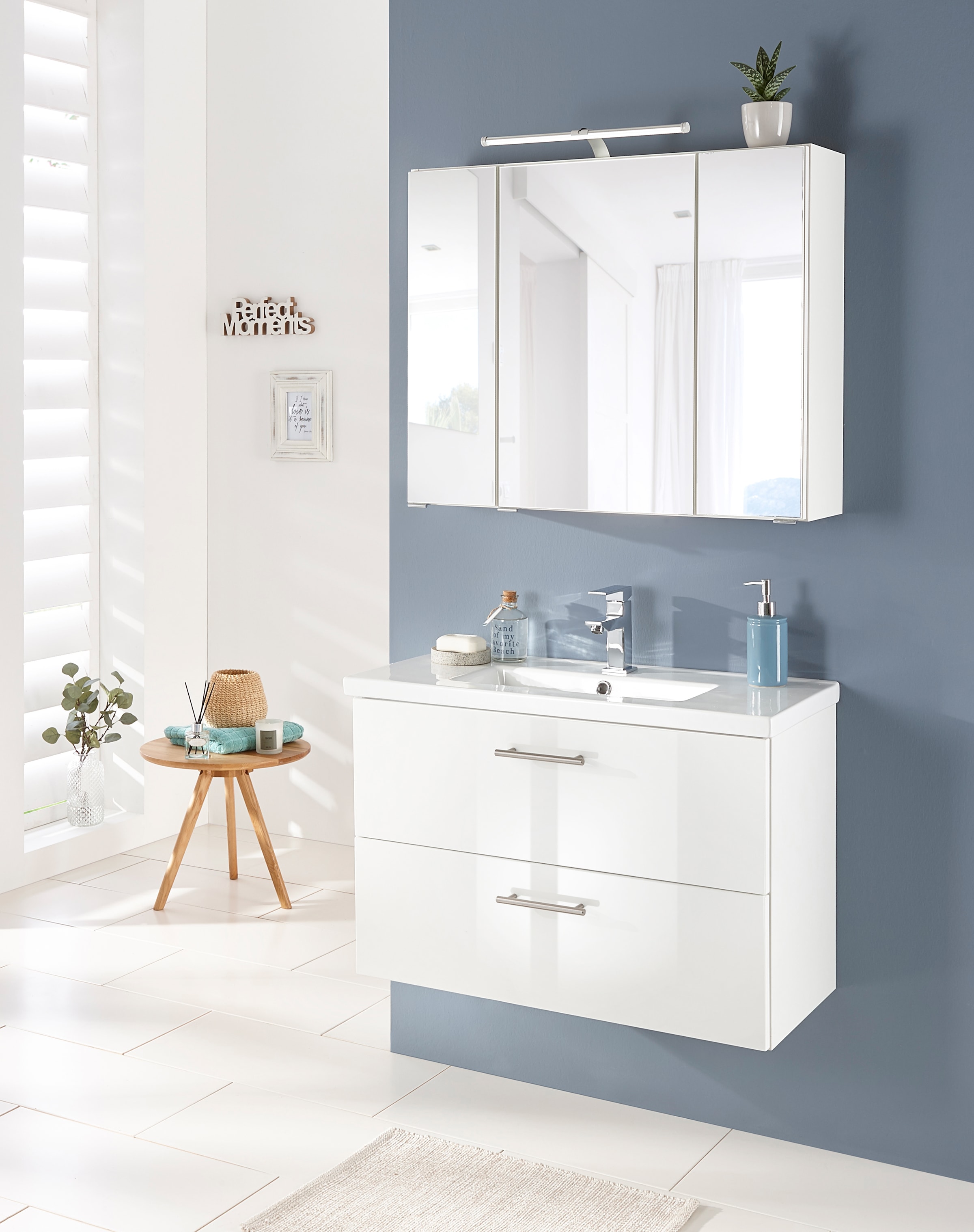 welltime Waschtisch »Trento, verschiedene Ausführungen und Farben«, Breite 80 cm, Tiefe 36 cm, SlimLine, Waschplatz