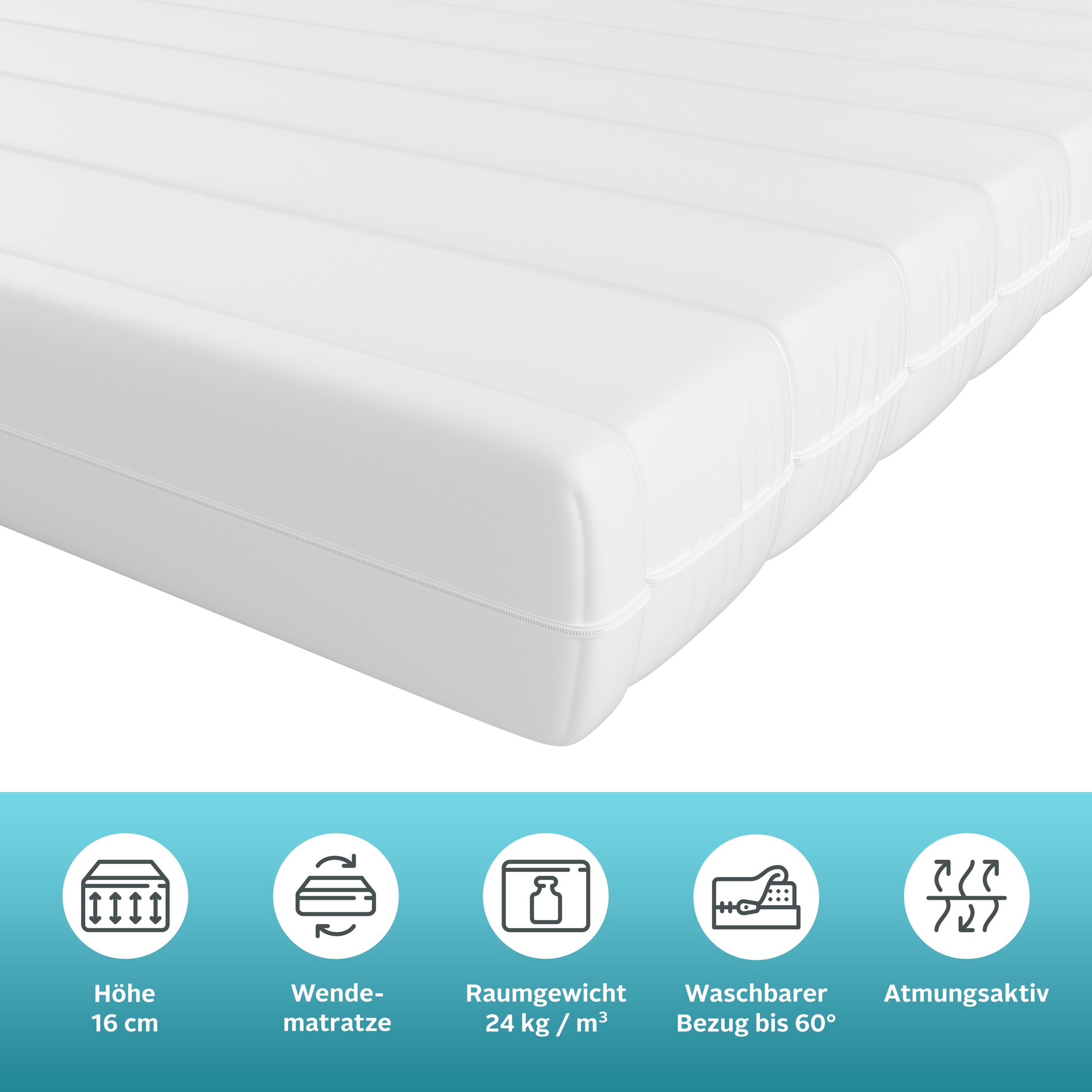 my home Komfortschaummatratze »NEUHEIT: Livja 16, 7-Zonen Matratze 90x200 cm, 140x200 cm & mehr« 16 cm hoch Raumgewicht: 24 kg/m³ 1-tlg., 1 Stk. tlg. Wendematratze, ergonomisch, atmungsaktiv, in 2 Härtegraden