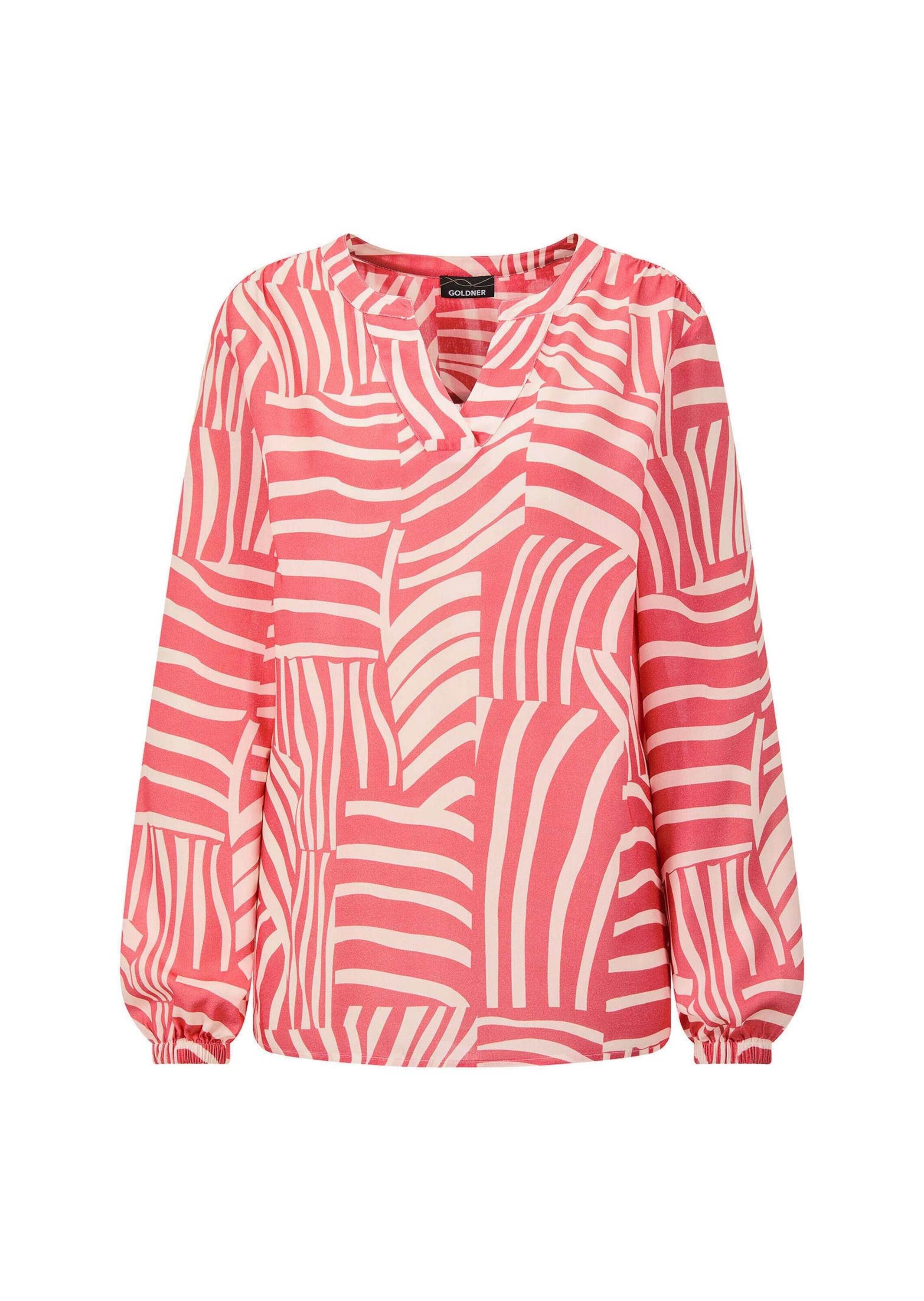 GOLDNER Schlupfbluse »Grafische Viskosebluse mit Schlitz« Gummibündchen am Armabschluss