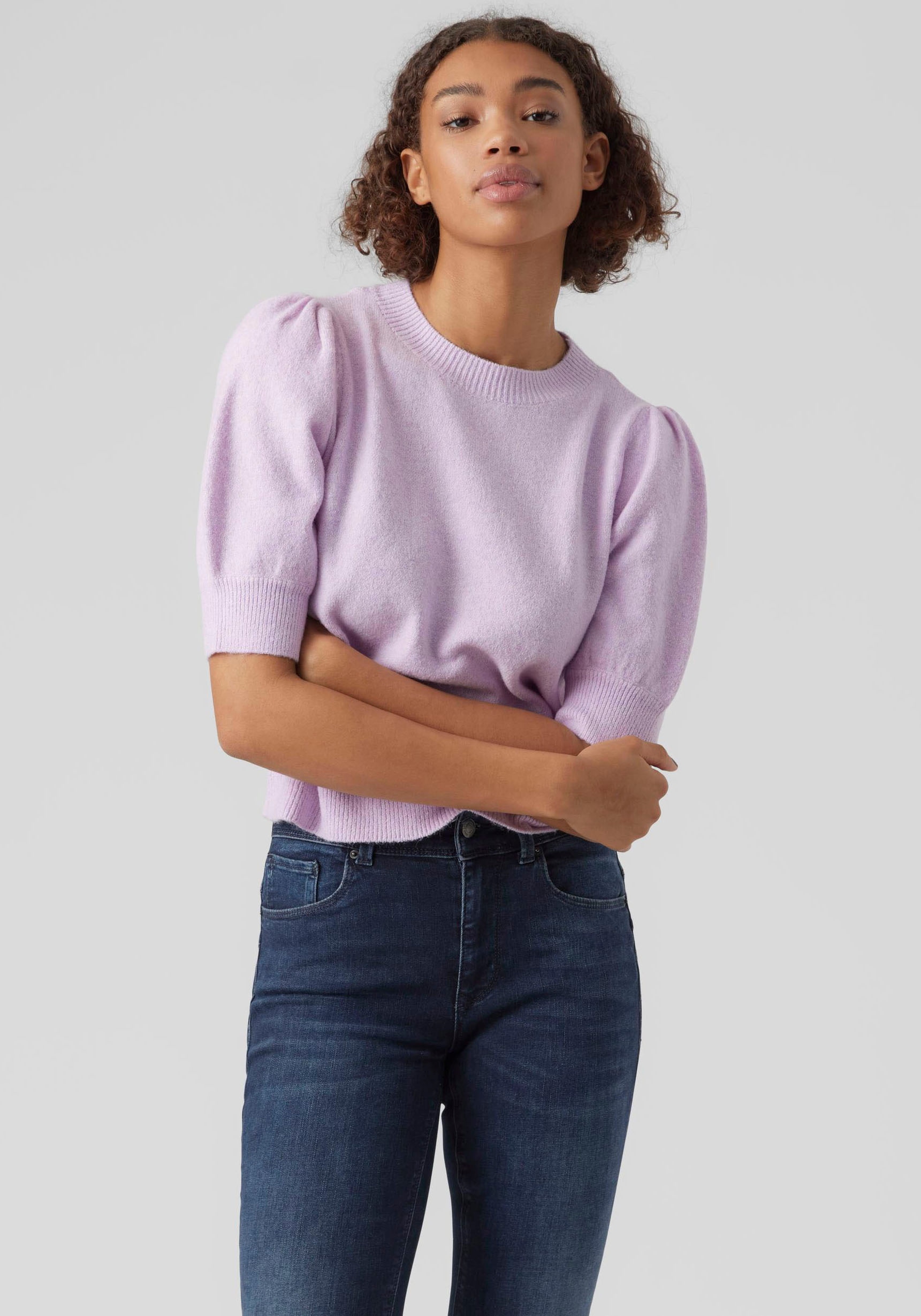 Vero Moda "VMDOFFY 2/4 O-NECK PULLOVER GA NOOS" mit kurzen Puffärmeln günstig online kaufen