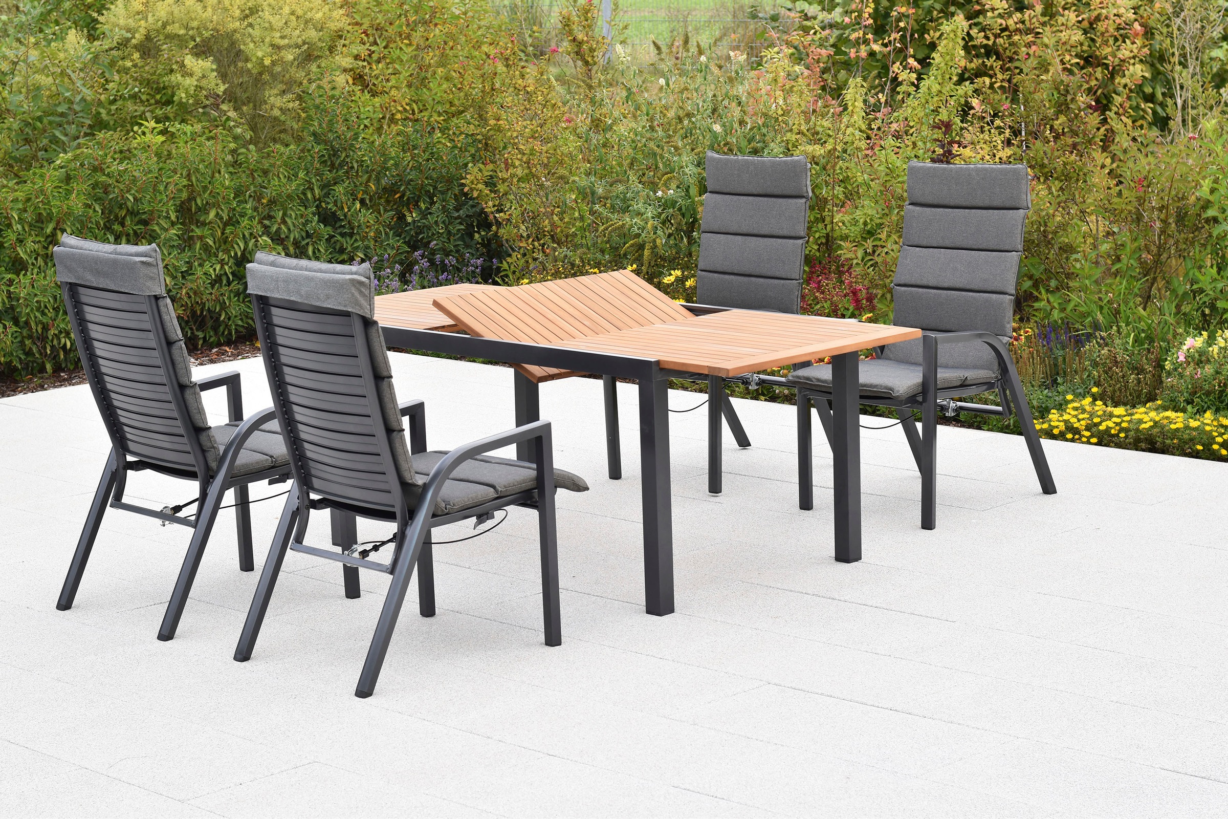 MERXX Garten-Essgruppe »»Siros««, (Set, 9 tlg.), Rückenlehne verstellbar durch Gasdruckfeder