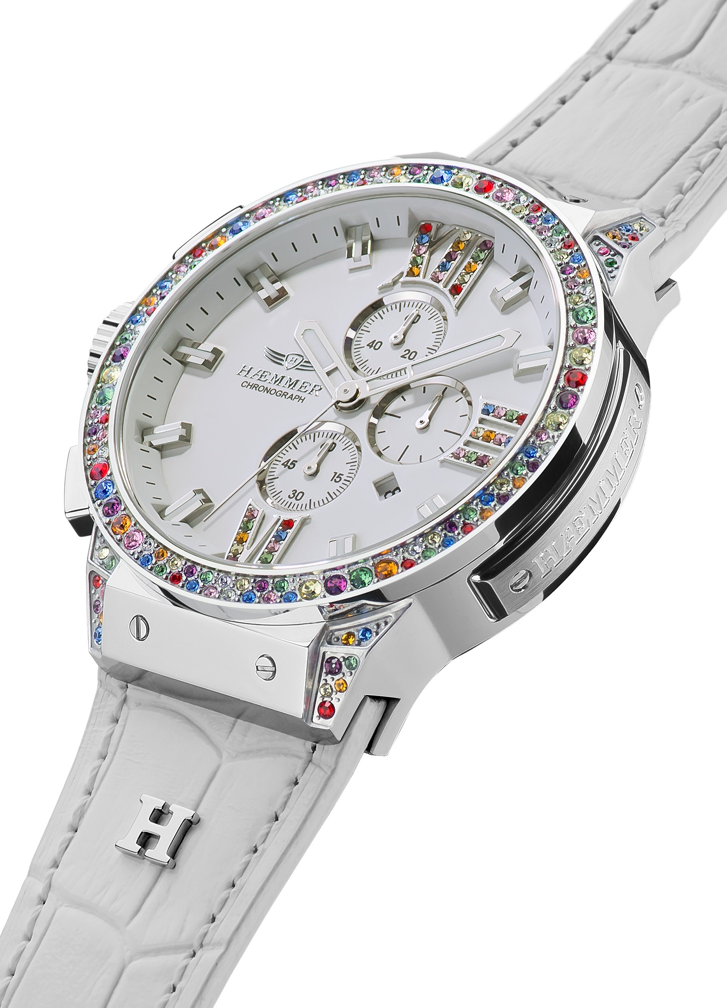 HAEMMER GERMANY Chronograph »WHITE SWAN, E-006«, Quarzuhr, Damenuhr, Datum, Stoppfunktion, Saphirglas, Lederarmband