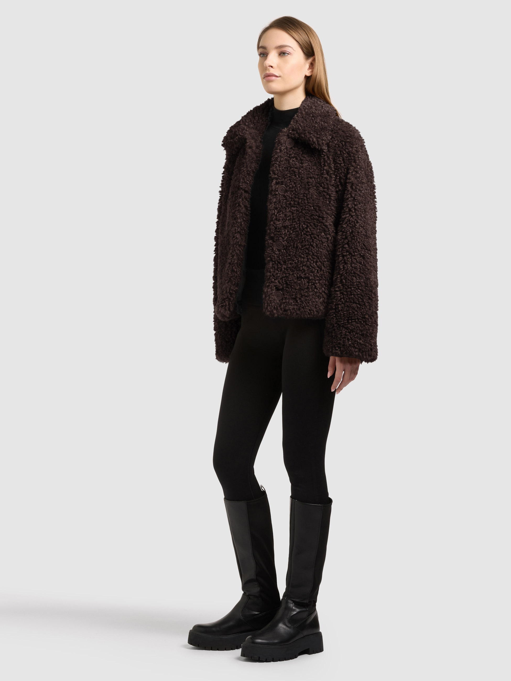 khujo Fellimitatjacke »CHAYA« 4-Knopf-Leiste