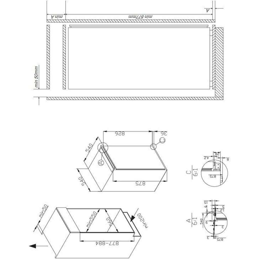 Amica Einbaukühlschrank, EVKS 16172, 87,5 cm hoch, 54,0 cm breit