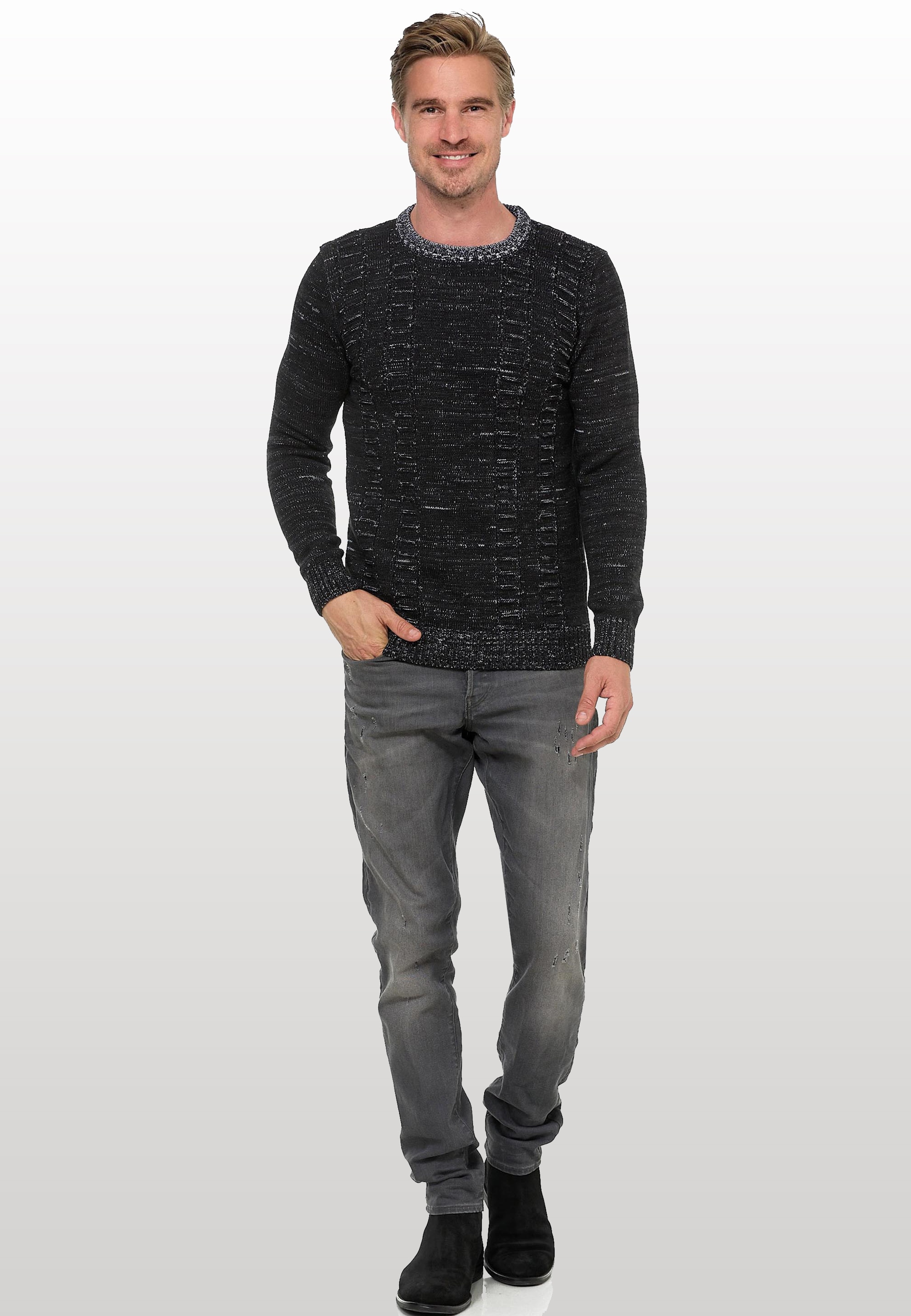 Rusty Neal Strickpullover, mit meliertem Design