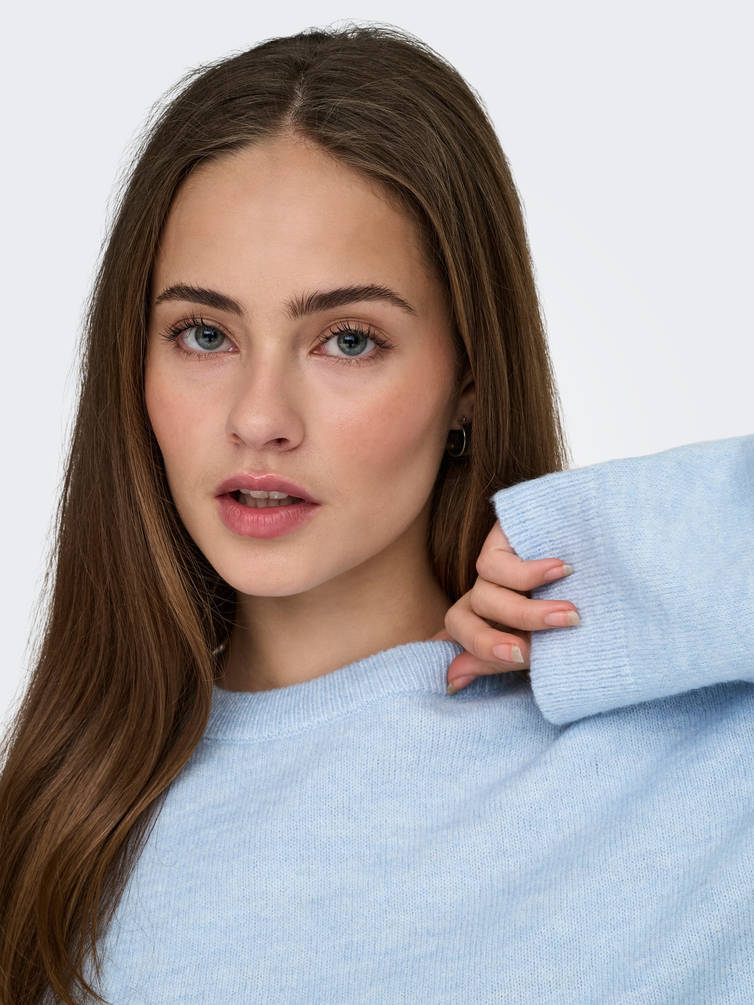 ONLY Rundhalspullover »ONLSIMONI L/S O-NECK PULLOVER KNT NOOS« Materialmix, regular fit