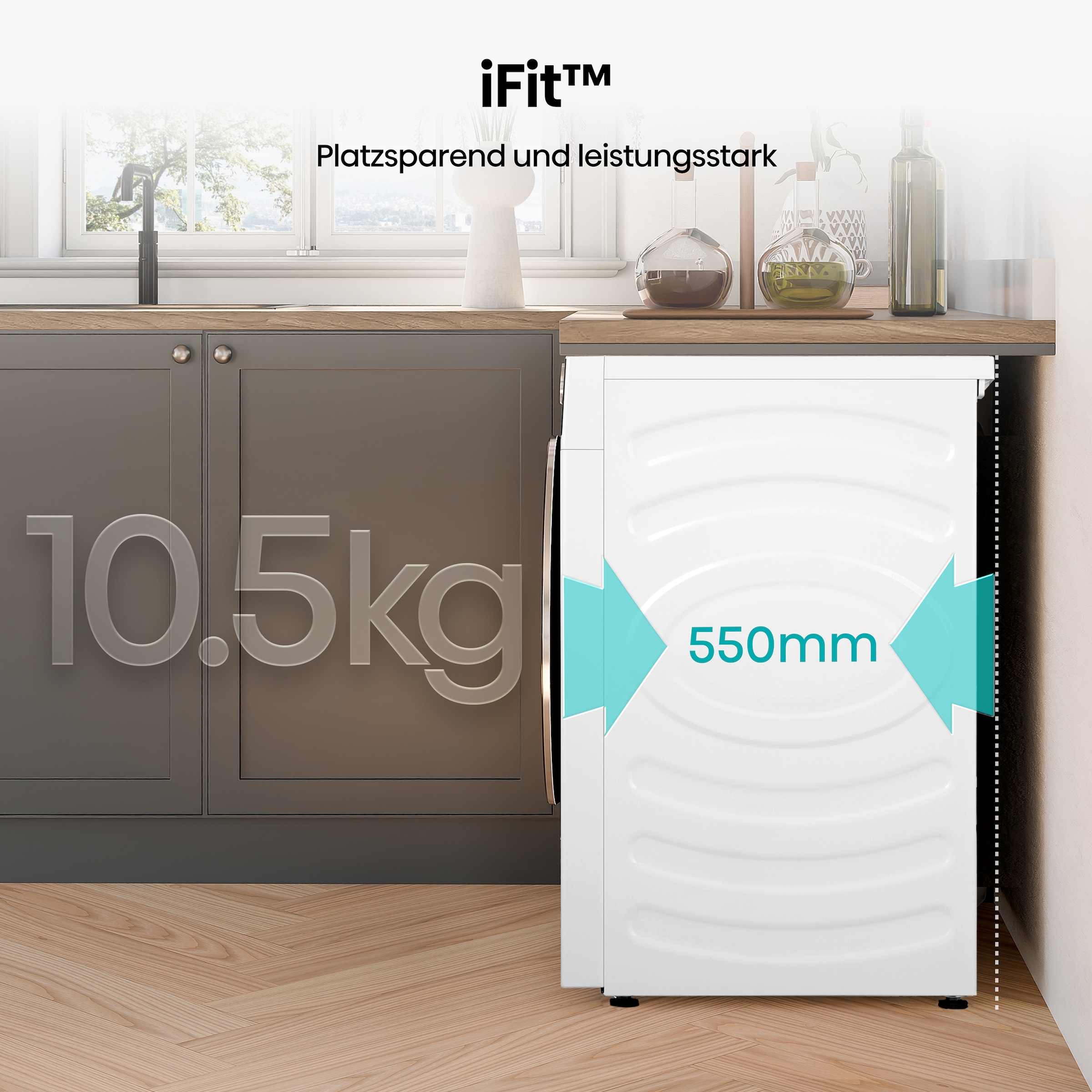 Hisense Waschmaschine 5i »WF5I1045BWQ« 10,5 kg 1400 U/min digitales Farbdisplay, AutoDose, Energie 40% besser als A