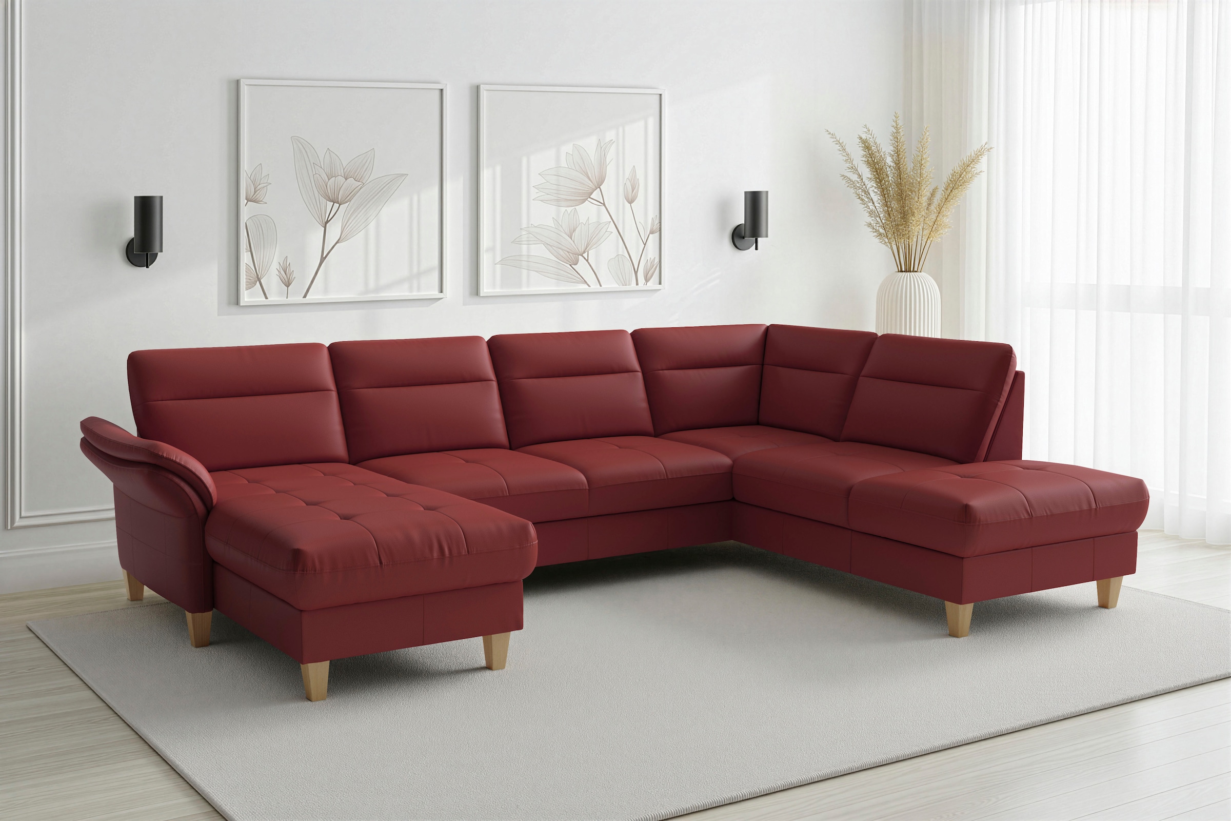 sit&more Wohnlandschaft "Pamela U-Form, B: 292 cm, optional Schlaffunktion & Bettkasten, Leder"