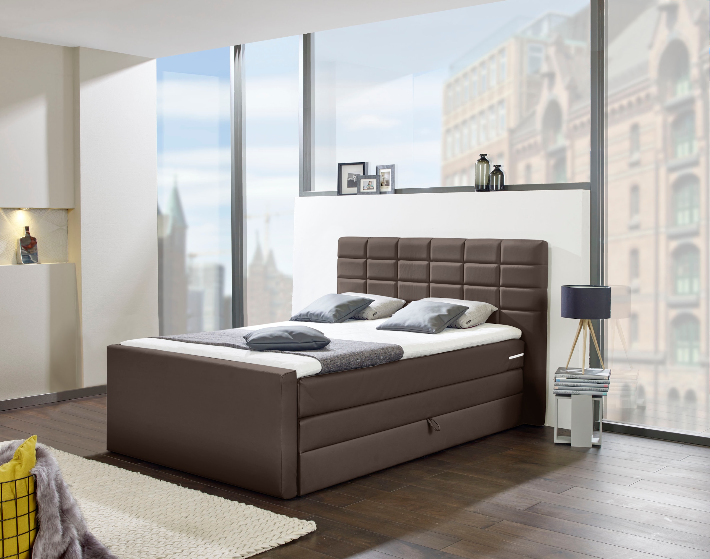 INOSIGN Boxspringbett »Lethbridge«, inkl. Bettkasten und Topper, zwei Matratzenarten in H2