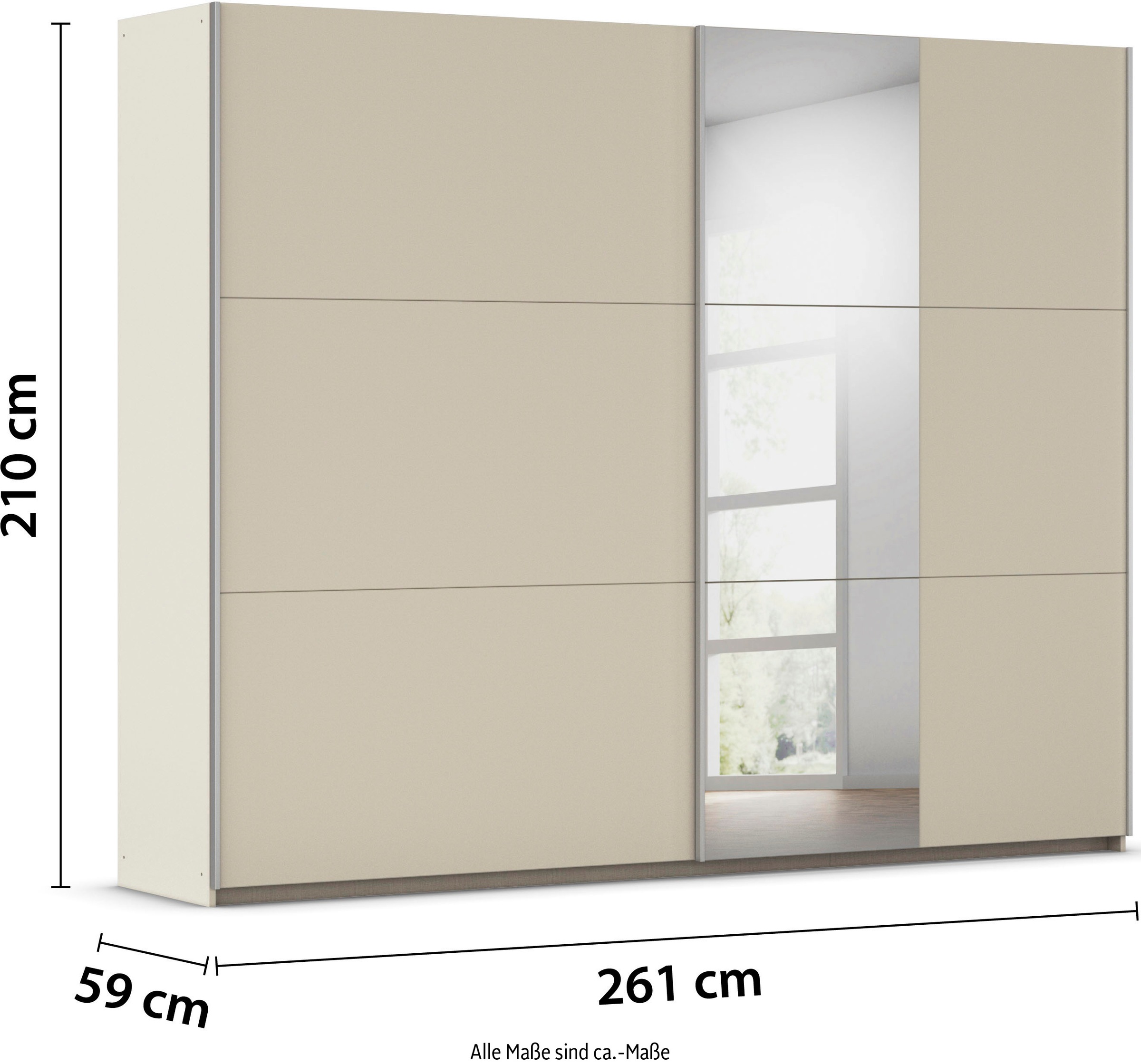 rauch Schwebetürenschrank »Kleiderschrank Garderobe TOPSELLER AURELIO mit 3 Ausstattungsvarianten«, 3 verschiedene Ausstattungsvarianten Griffe aus Metall MADE IN GERMANY