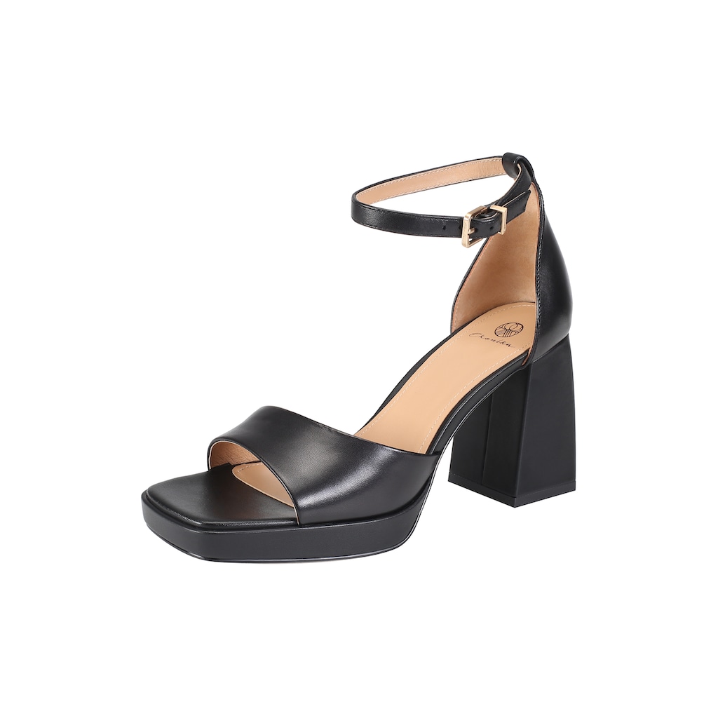 Schuhe Sandalen ekonika Sandale, mit trendigem Trapez-Absatz schwarz