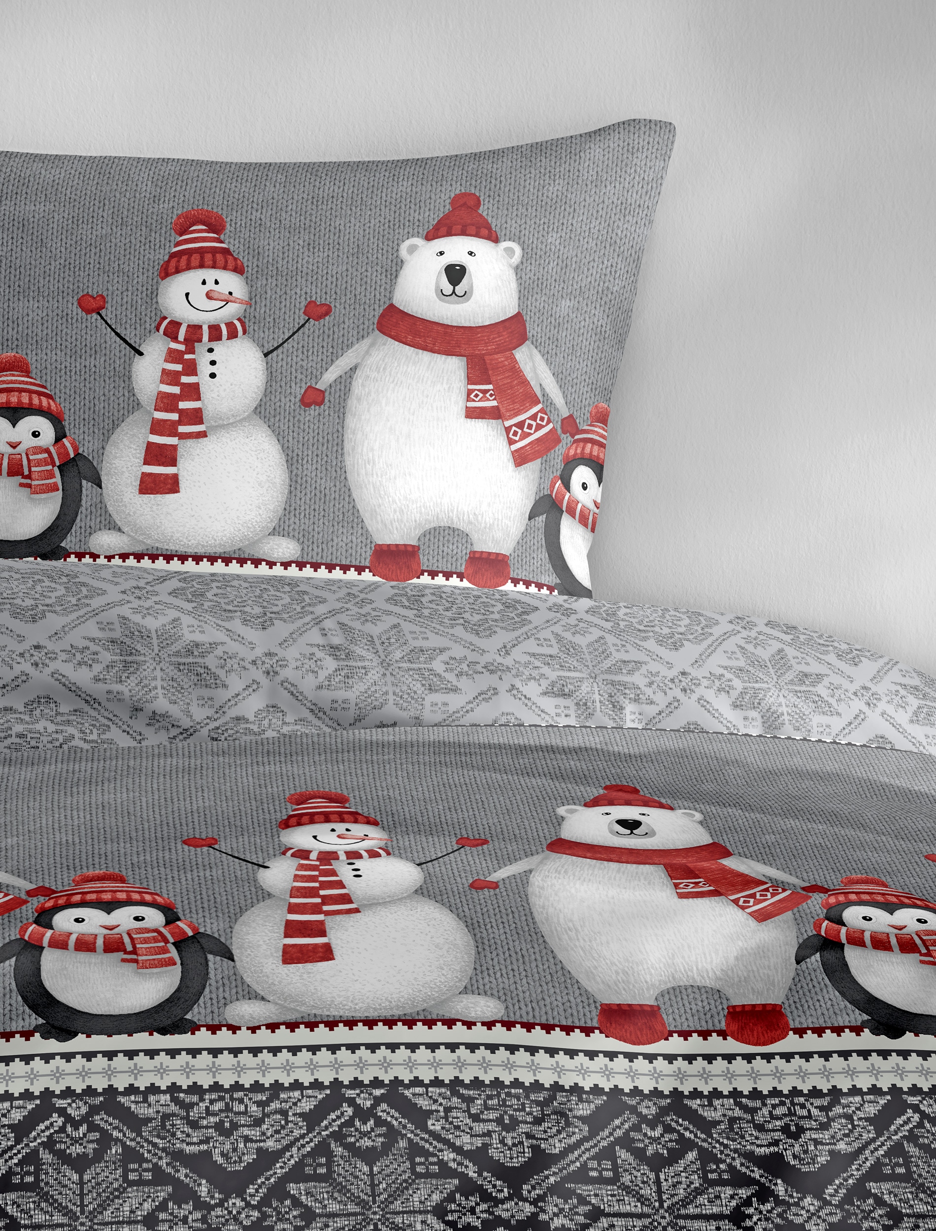 BIERBAUM Bettwäsche »Wichtel« 2 tlg. 100 % Baumwolle, Biber, unterschiedliche Weihnachts-Designs