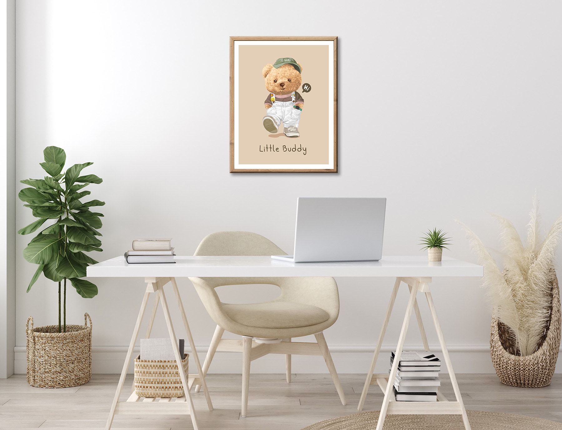 Bönninghoff Bild mit Rahmen »Wandbild gerahmt LITTLE BUDDY 40x50 cm – Kinderzimmer Wanddeko Bär« Bär | Sprüche & Texte | Teddy 1 Stk. tlg. mit dekorativem Rahmen