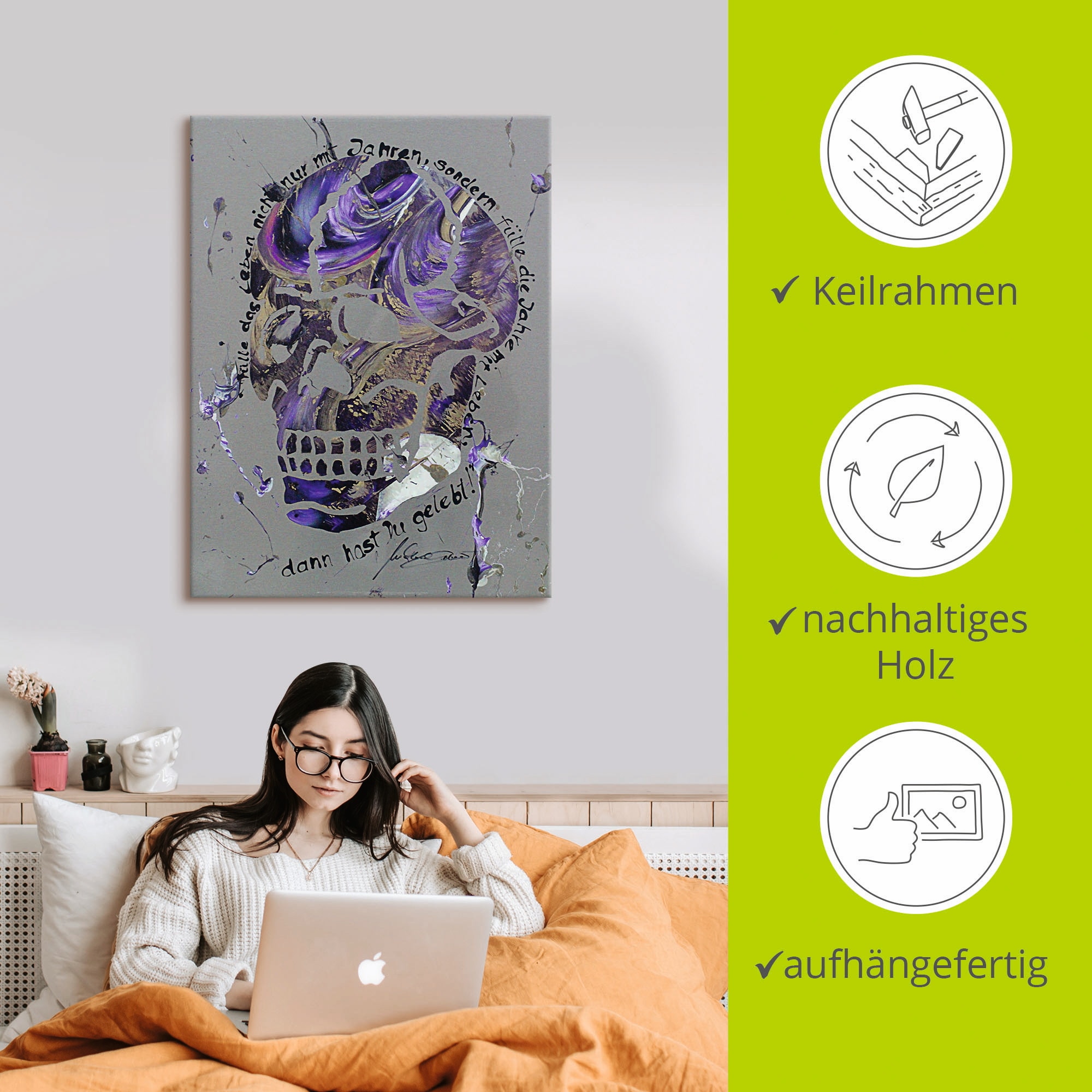 Artland Wandbild »Totenkopf 3«, Körper, (1 St.), als Leinwandbild, Wandaufkleber in verschied. Größen