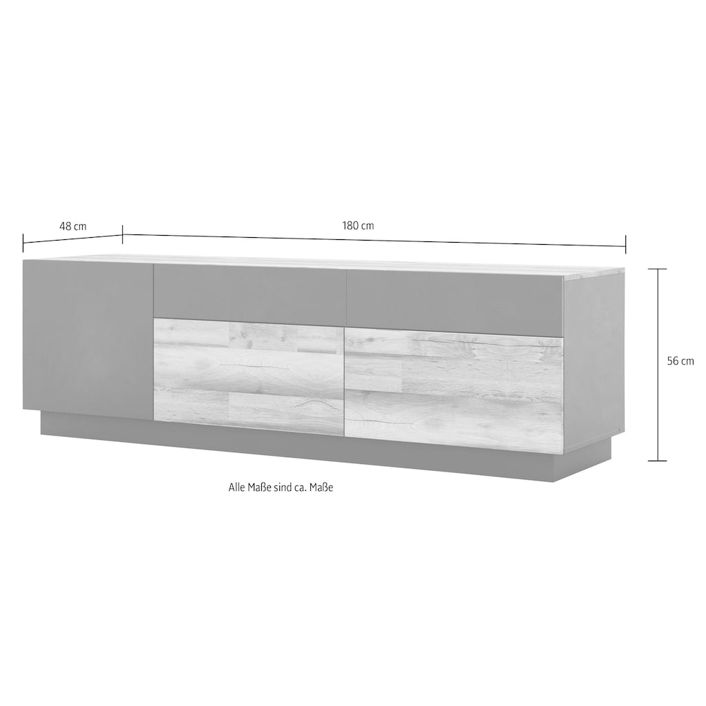 COTTA Wohnwand »Luciano«, (Komplett-Set, 1x extravaganten Vitrine, 1x TV-Lowboard, 1x Wandregal)