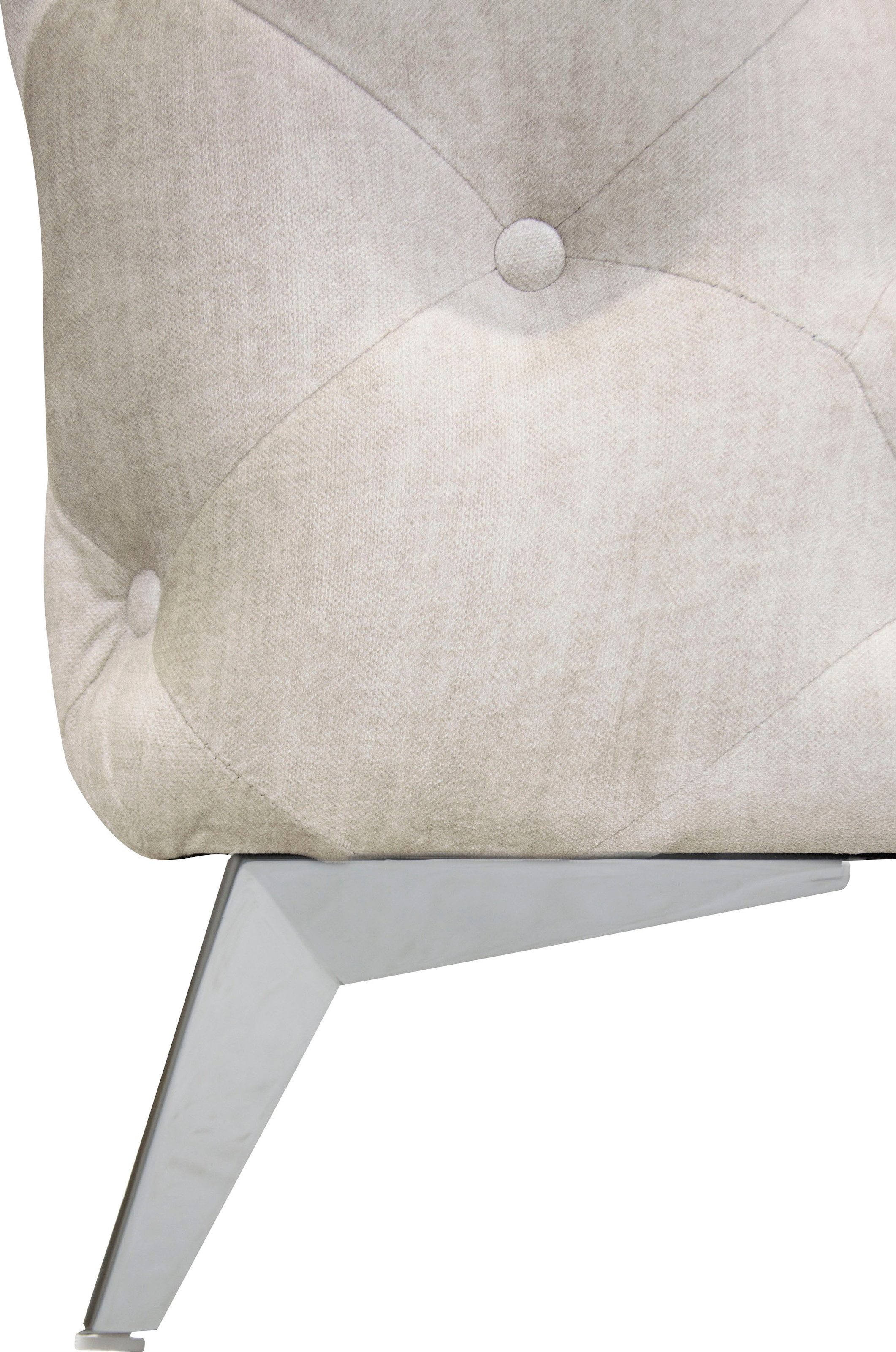 Leonique Chesterfield-Sofa »Ecksofa GLYNIS L-Form mit Wellenunterfederung, Maße B/T/H 323/264/75cm«, aufwändige Knopfheftung, moderne Chesterfield Optik, Fußfarbe wählbar