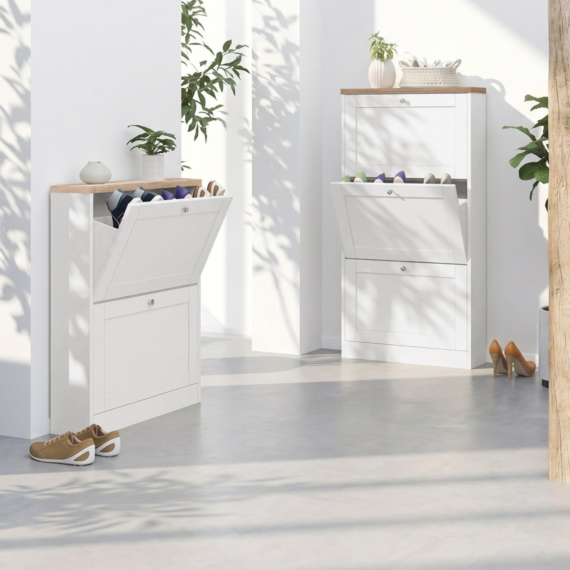 OTTO home Schuhschrank »Heide« Breite 70 cm, mit 2 Klappen und Facettenfront, Höhe ca. 90 cm