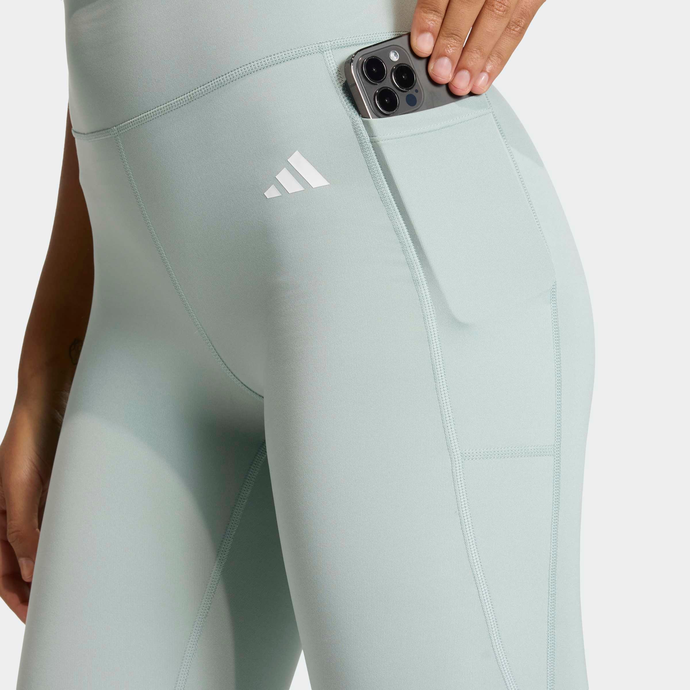adidas Performance Trainingstights »OPTIMÉ ESSENTIALS STASH POCKET LEGGINGS, KOMPLETTE LÄNGE«  für Fitness, mit Climacool® Technologie, ohne Verschluss