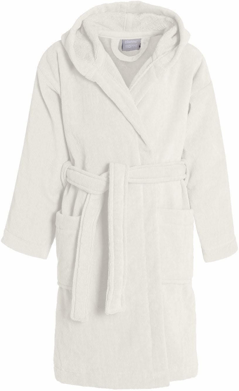 Kinderbademantel SEAHORSE, L:72cm, weiß, Velours, Hausmäntel, "Seahorse Pure", Langarm, aufgesetzte Taschen