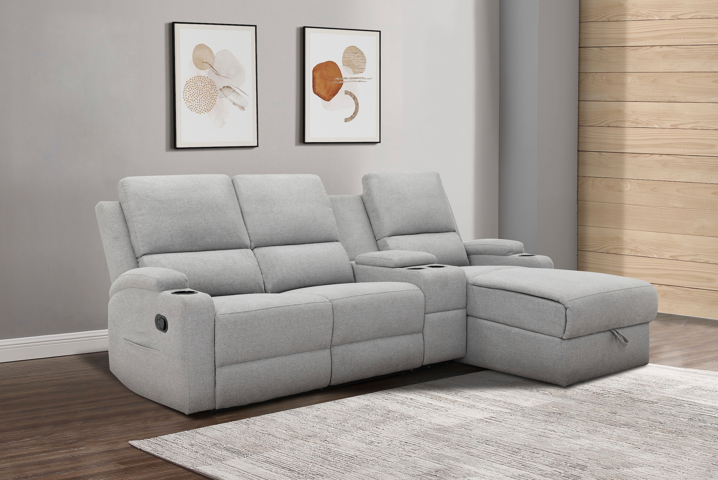 Home affaire Ecksofa "NAPORI Multimediasofa, 3er Kinosessel XXL, L-Form, 3 günstig online kaufen