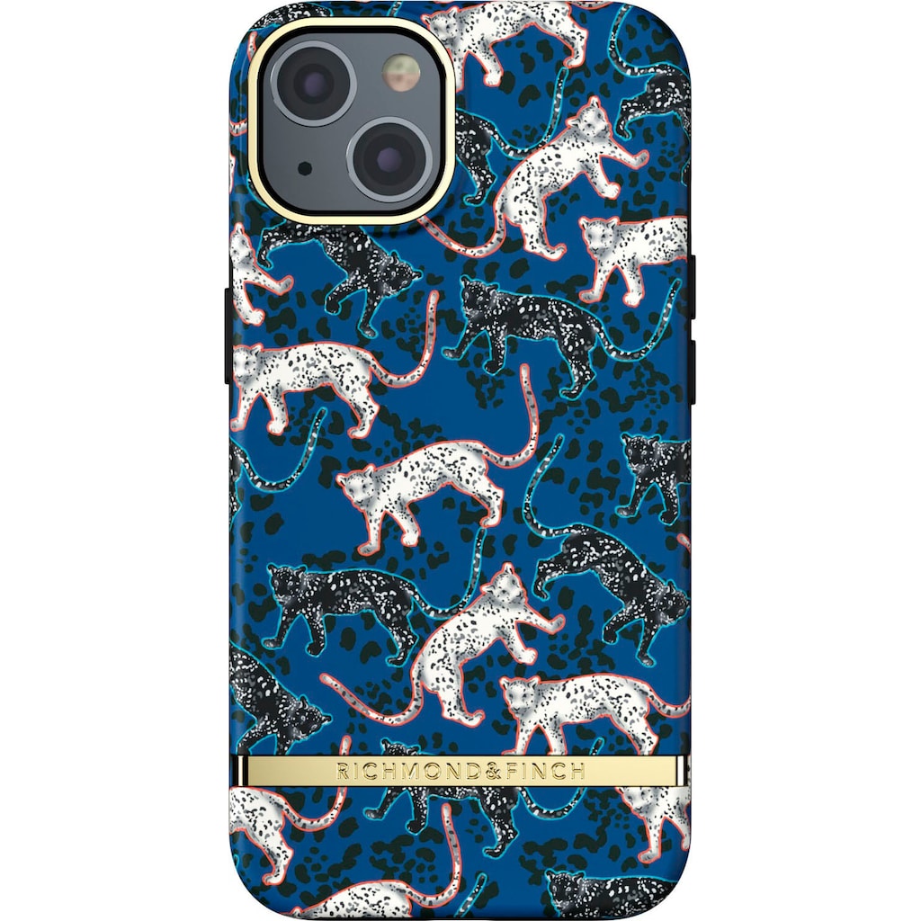 richmond & finch Backcover »BLUE LEOPARD - GOLD DETAILS für iPhone 13«, iPhone 13, 15,5 cm (6,1 Zoll)