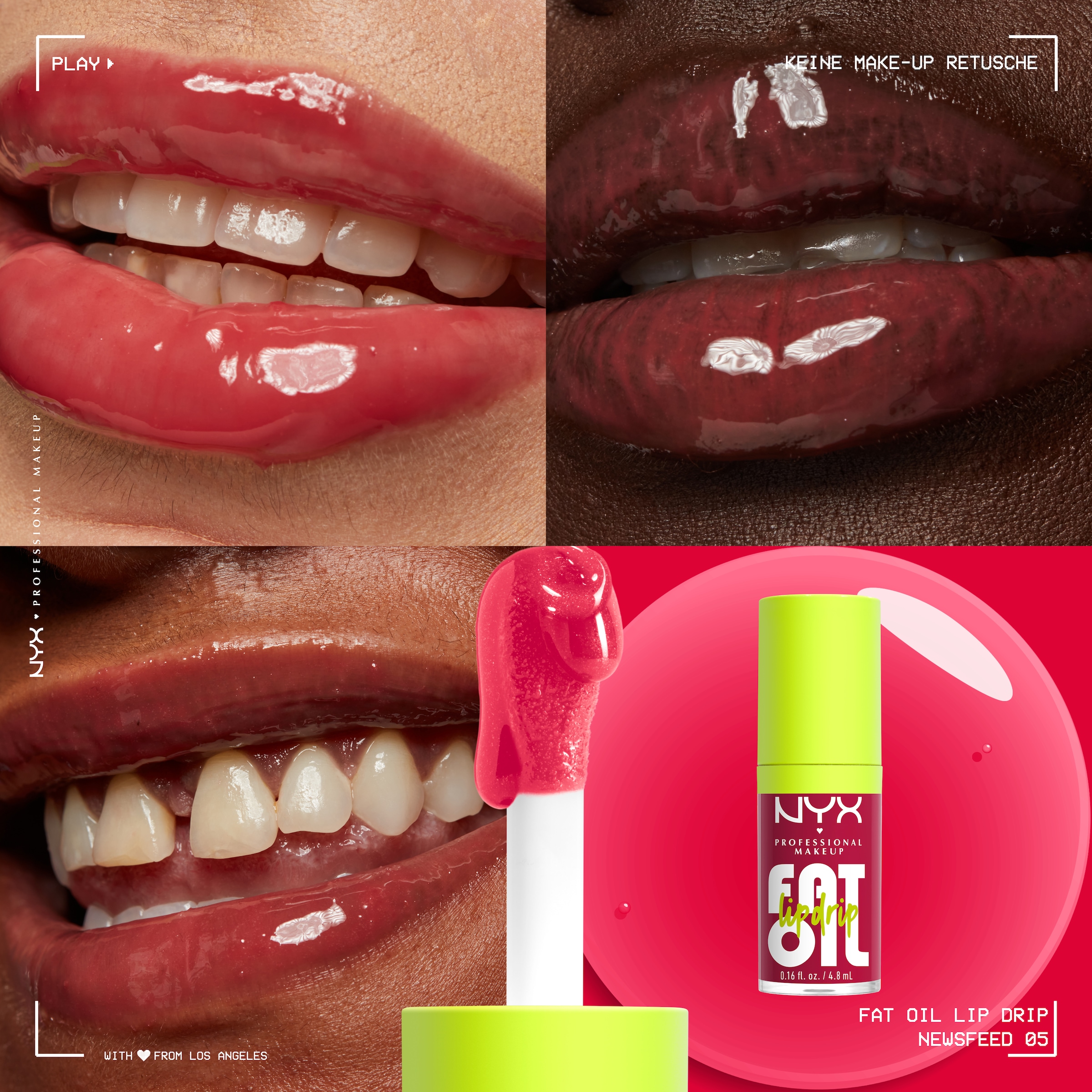 NYX Schmink-Set »NYX Professional Makeup Fat Oil Lip Drip Kit, Lip Glos«, Nicht klebrig, polstert die Lippen auf, pflegt, glänzendes Finish.