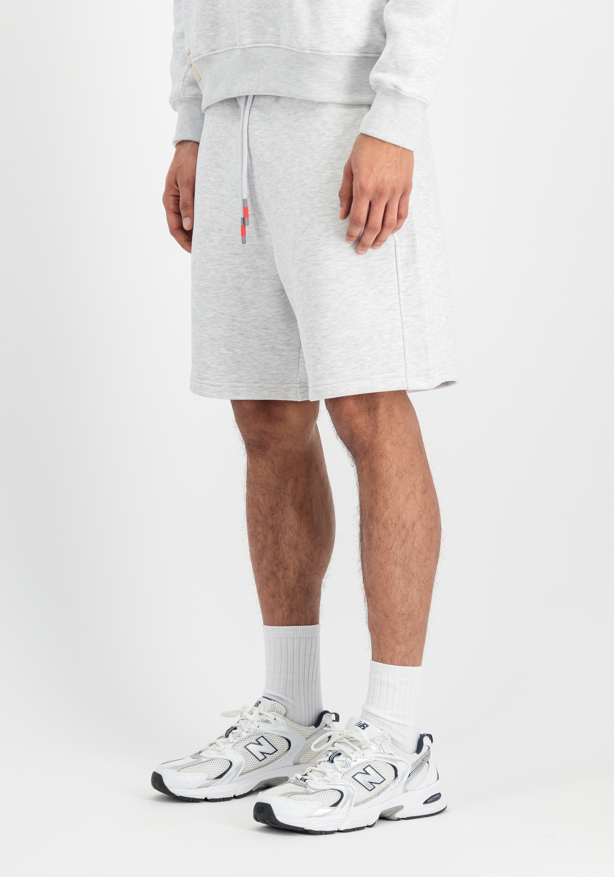 Shorts ALPHA INDUSTRIES "Studio Edition Shorts", Herren, Gr. S, Normalgrößen, grau (pastel grau melange), Obermaterial: 80% Baumwolle, 20% Polyester, Hosen Shorts 3