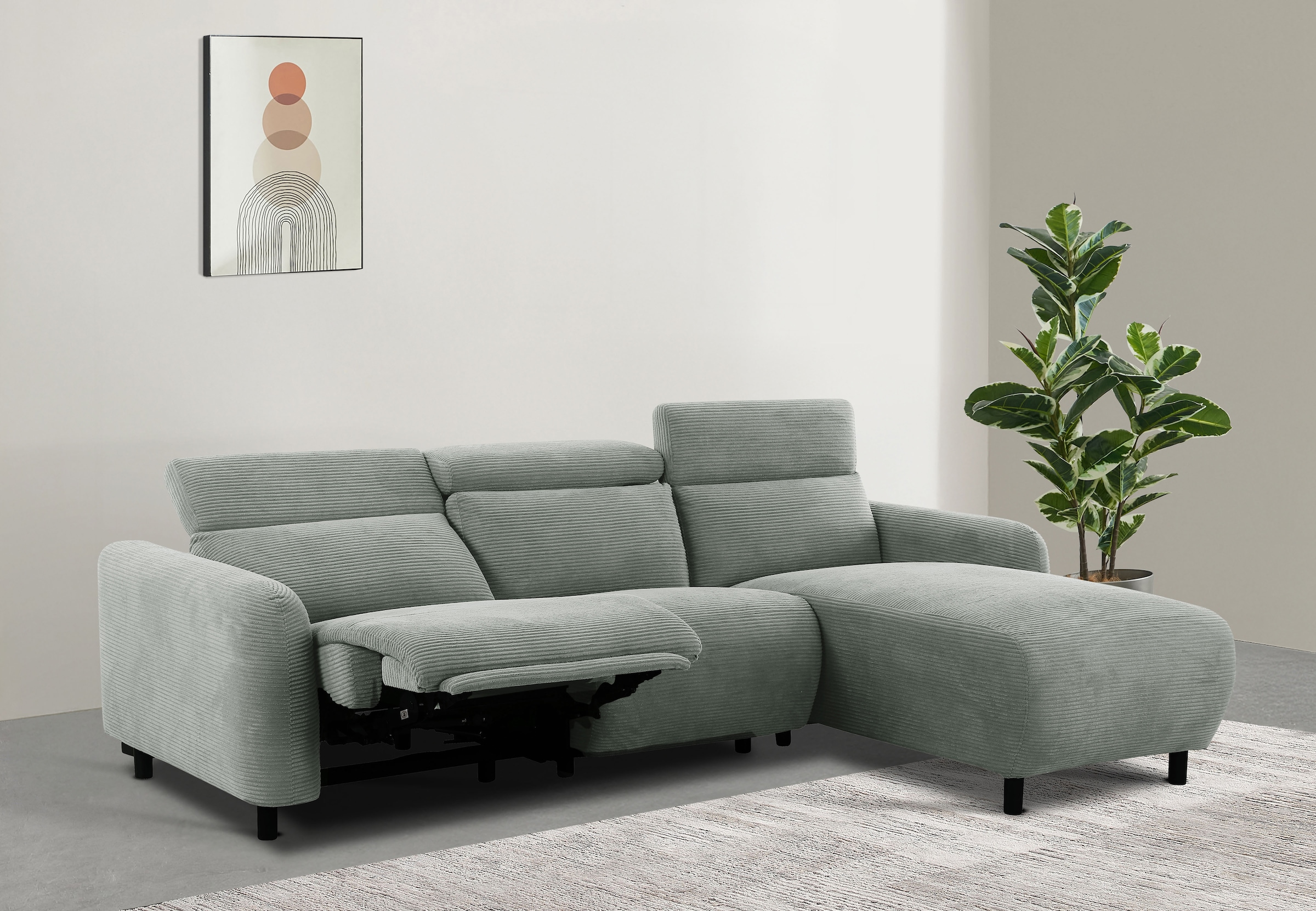 Home affaire Ecksofa "SKAANE in Cord, L-Form, 274 cm, manuelle u. elektrisc günstig online kaufen