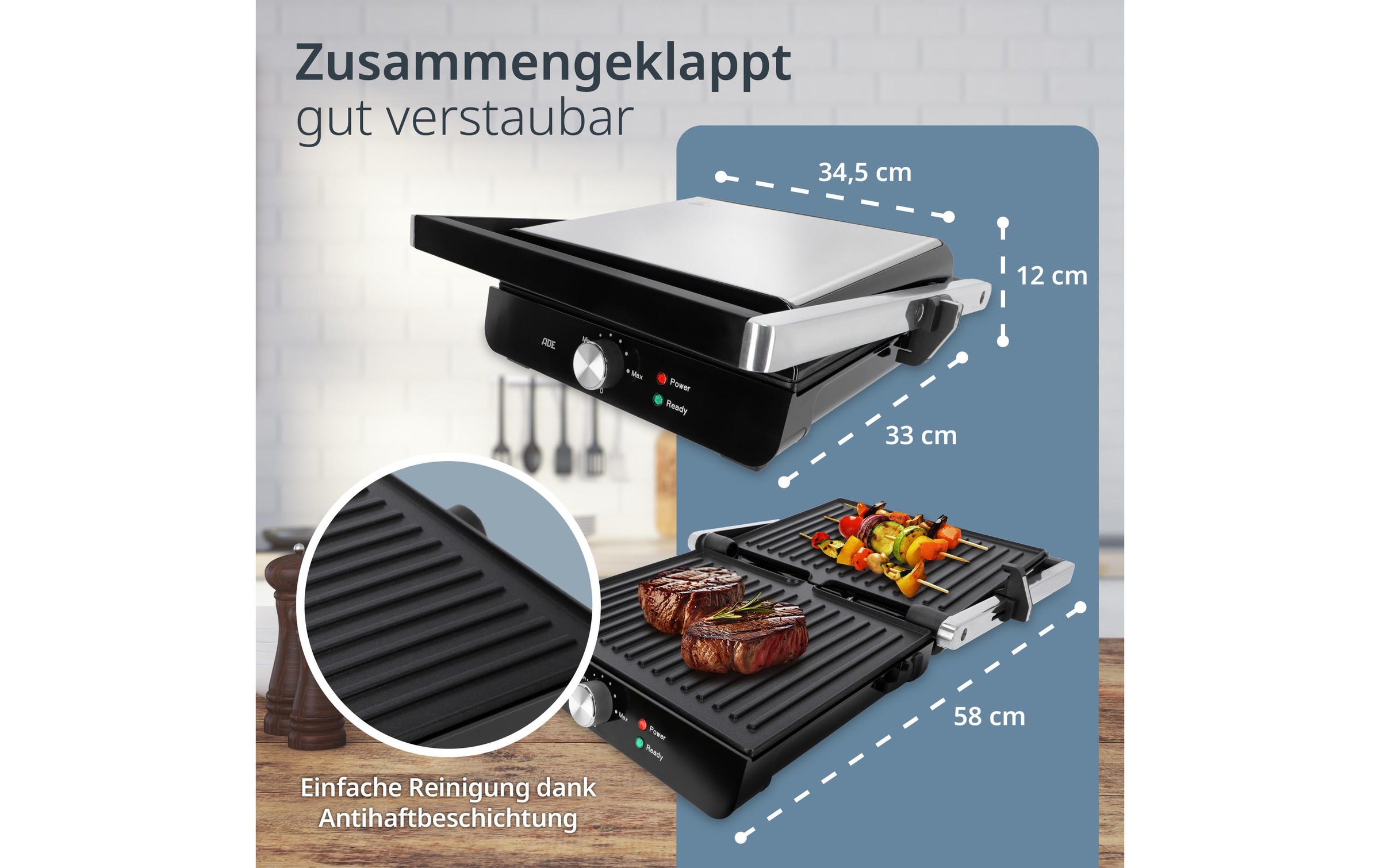 ADE Kontaktgrill »2000 W« 2000 W