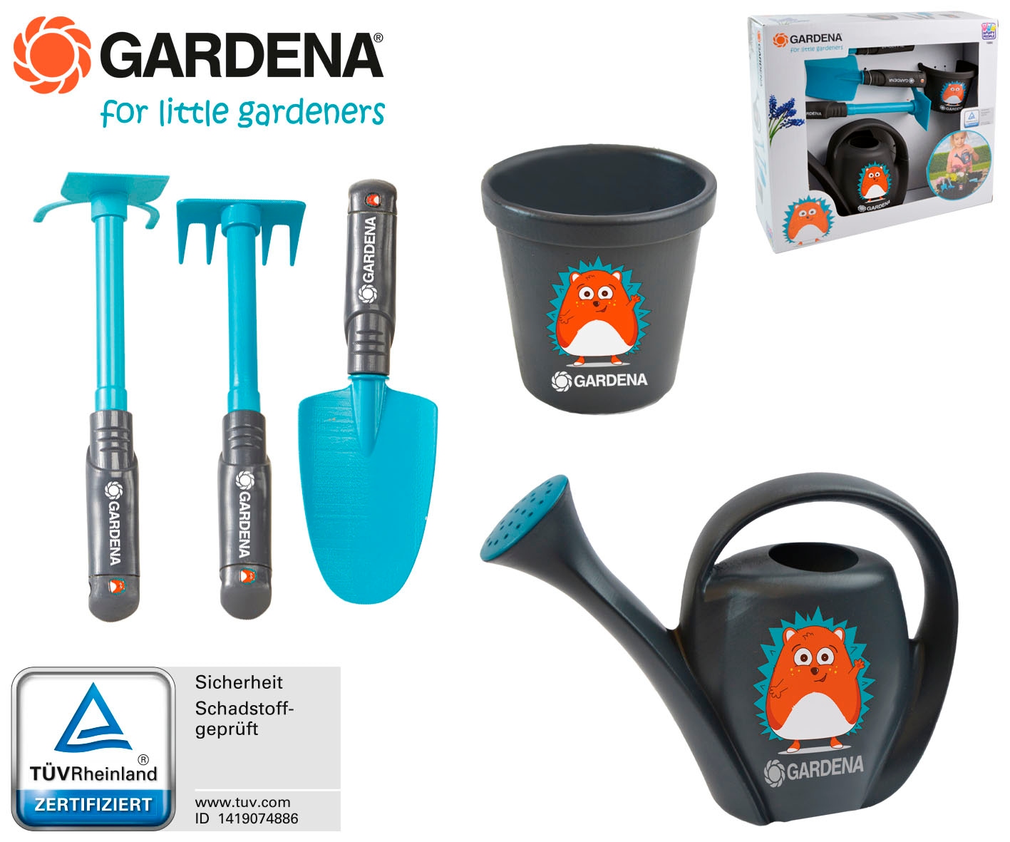 Happy People Kinder-Gartenset »GARDENA Starter Set Igel«, (Set, 5 tlg.)