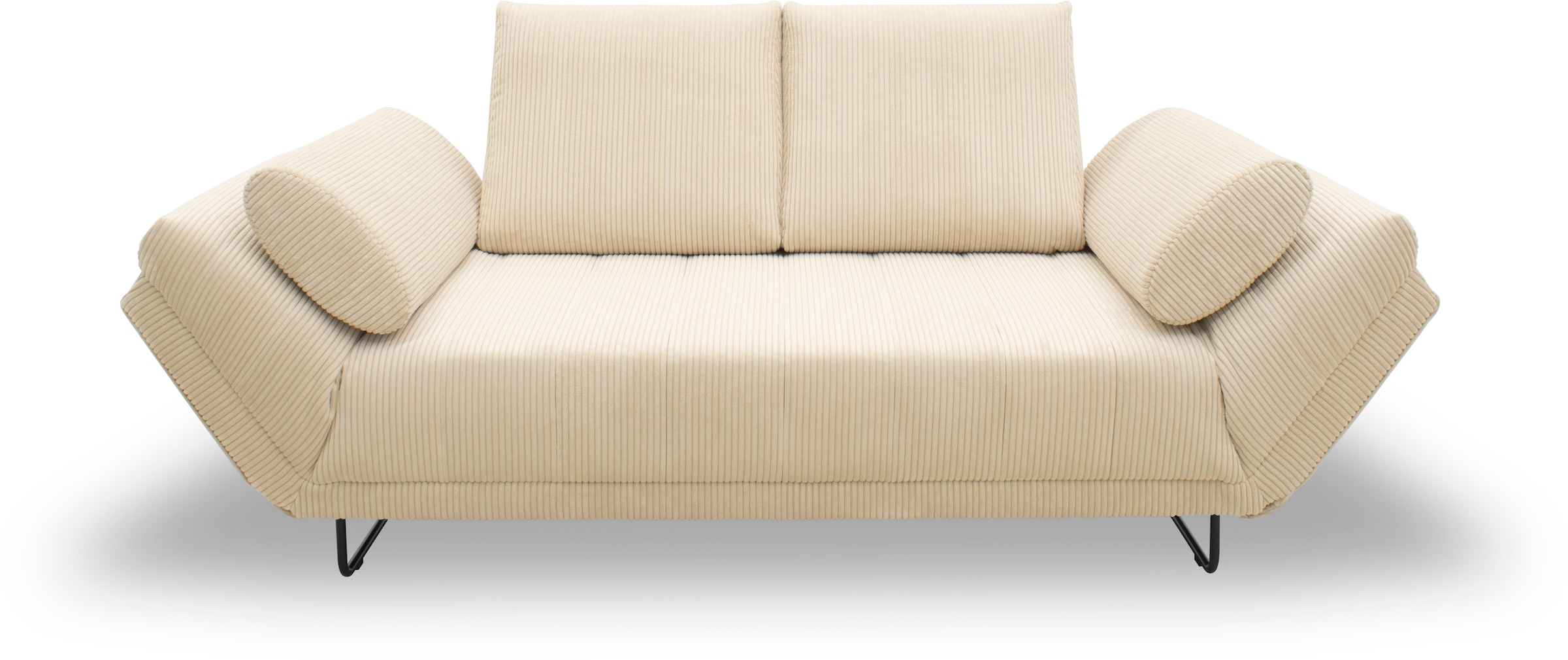 Schlafsofa HOME AFFAIRE, B:250cm T:97cm, beige, 100% Polyester, Jugendzimmer, Sofas, "Jadelyn mit klappbaren Armlehnen, Bettsofa mit Federkern,