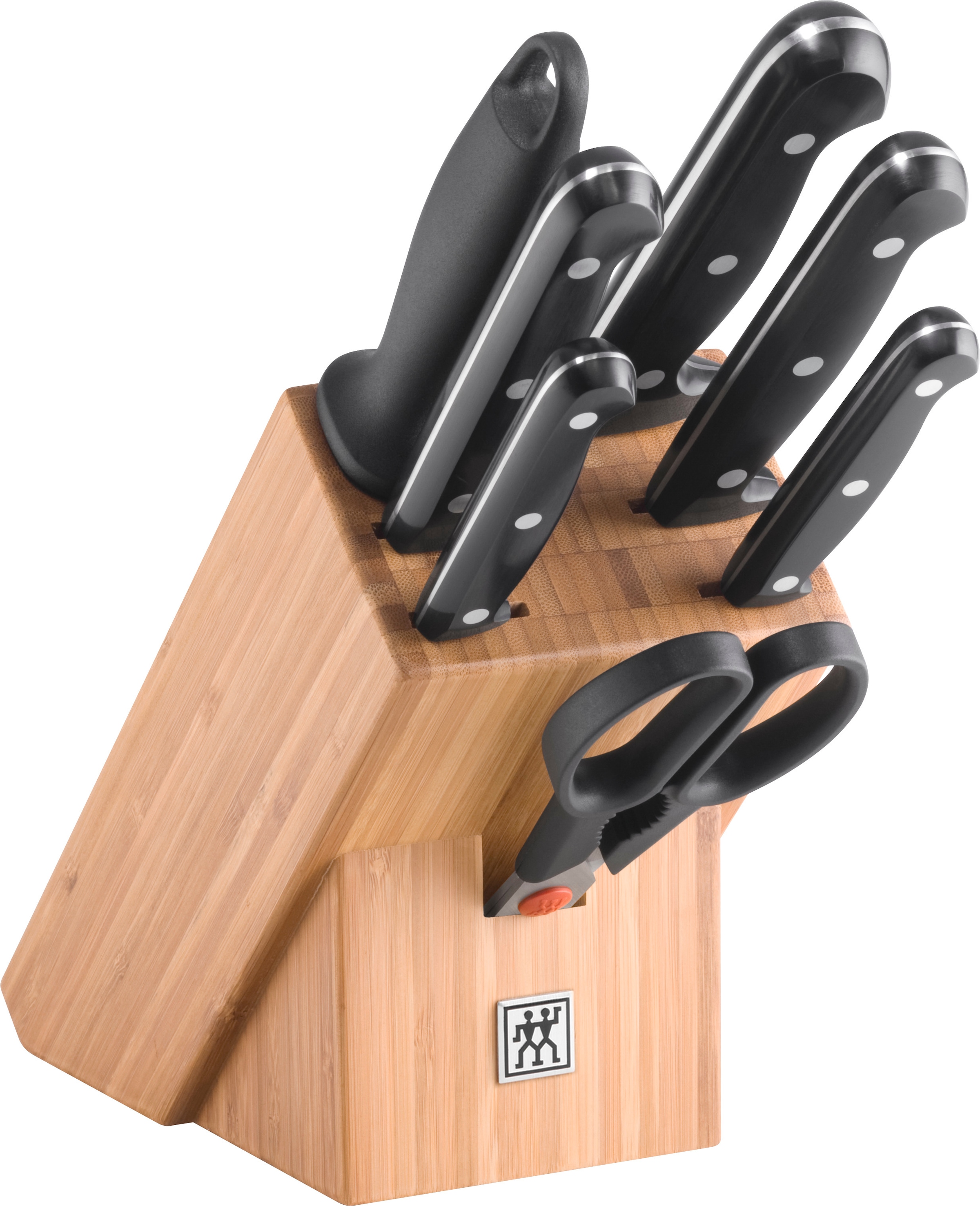 ZWILLING Messerblock "TWIN Chef 2", braun, Messerblöcke, Messerblock mit 5 Messern + 1 Schere + 1 Wetzstahl, Bambus