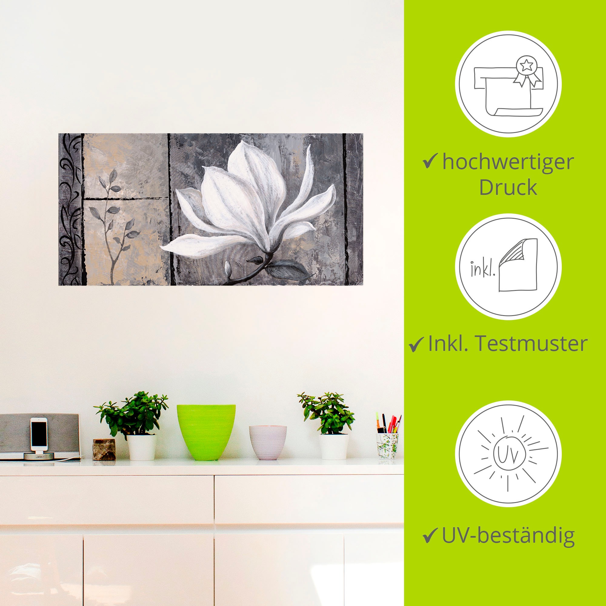 Artland Wandbild »Klassische Magnolie«, Blumen, (1 St.), als Alubild, Outdoorbild, Leinwandbild, Poster, Wandaufkleber