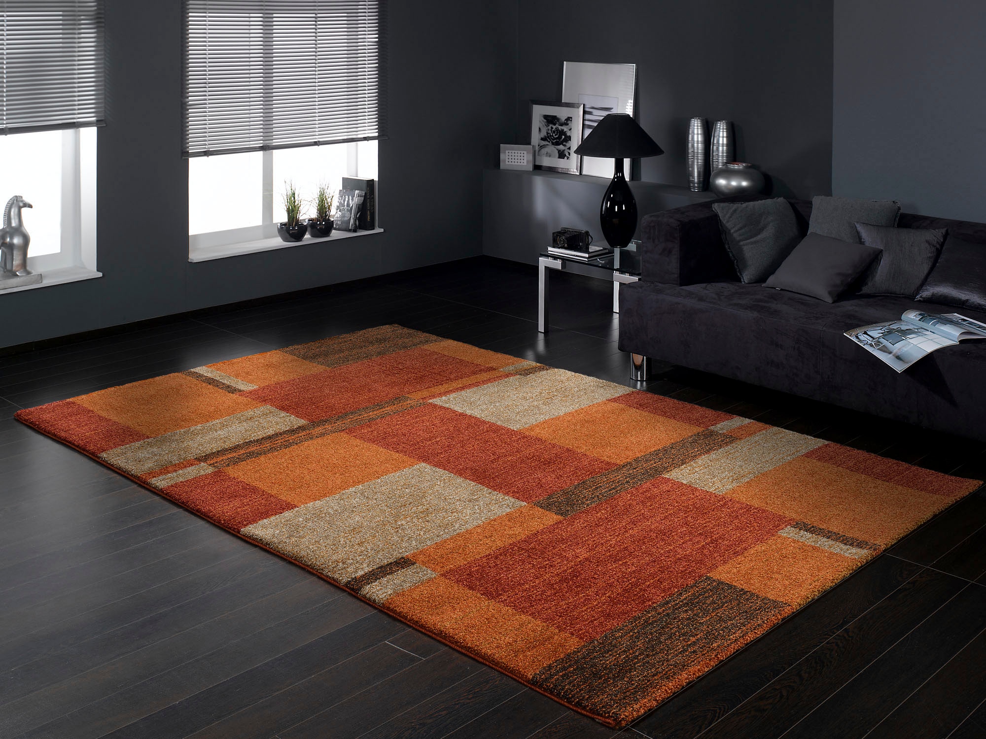 Teppich OCI DIE TEPPICHMARKE "CASTLE BEPPO, auch als Läufer", orange (terra), B:200cm H:20mm L:290cm, Polypropylen (PP), Teppiche, Teppich, dichter Frisé Kurzflor, kariert, Wohnzimmer, Schlafzimmer