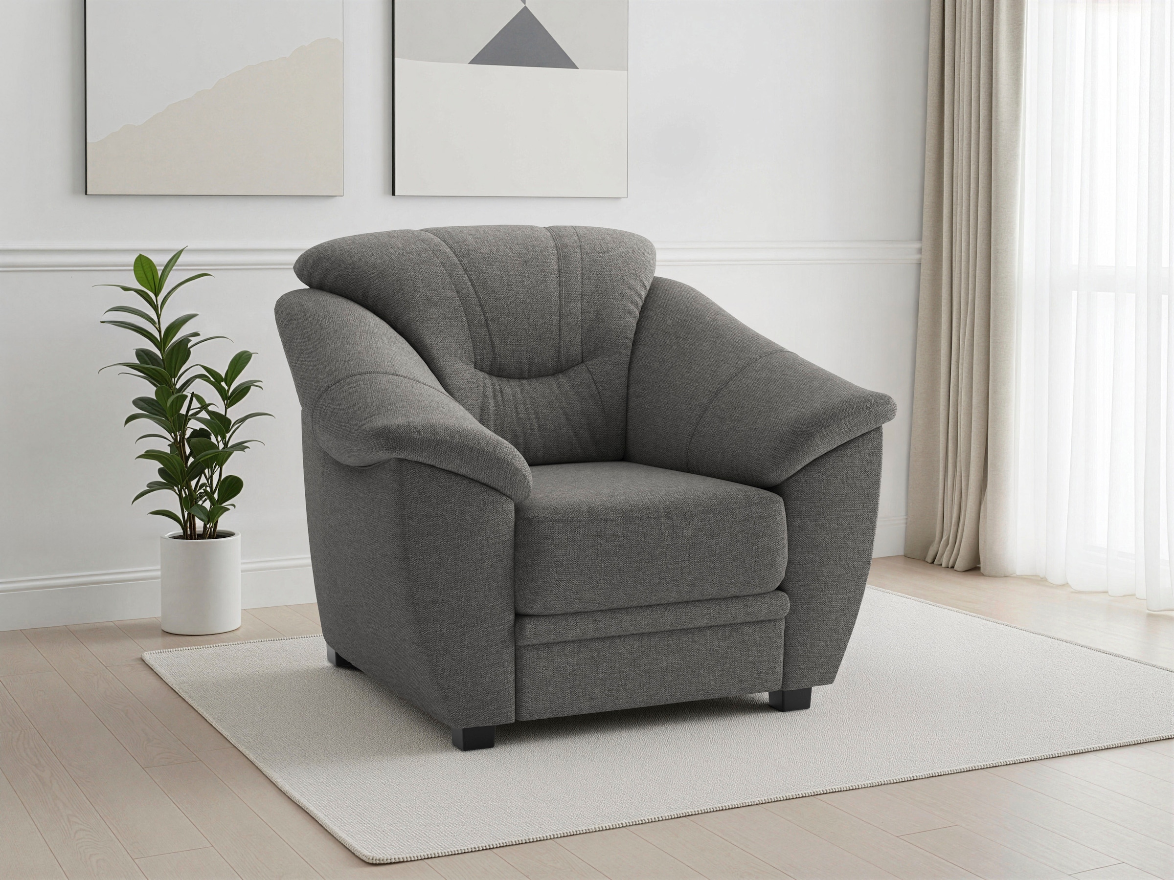 sit&more Sessel "Savona, B: 103 cm, Federkern-Polsterung, komfortable Sitzhöhe 46 cm" Bequeme Armlehnen, Ziernähte, frei im Raum stellbar, zeitloses Design