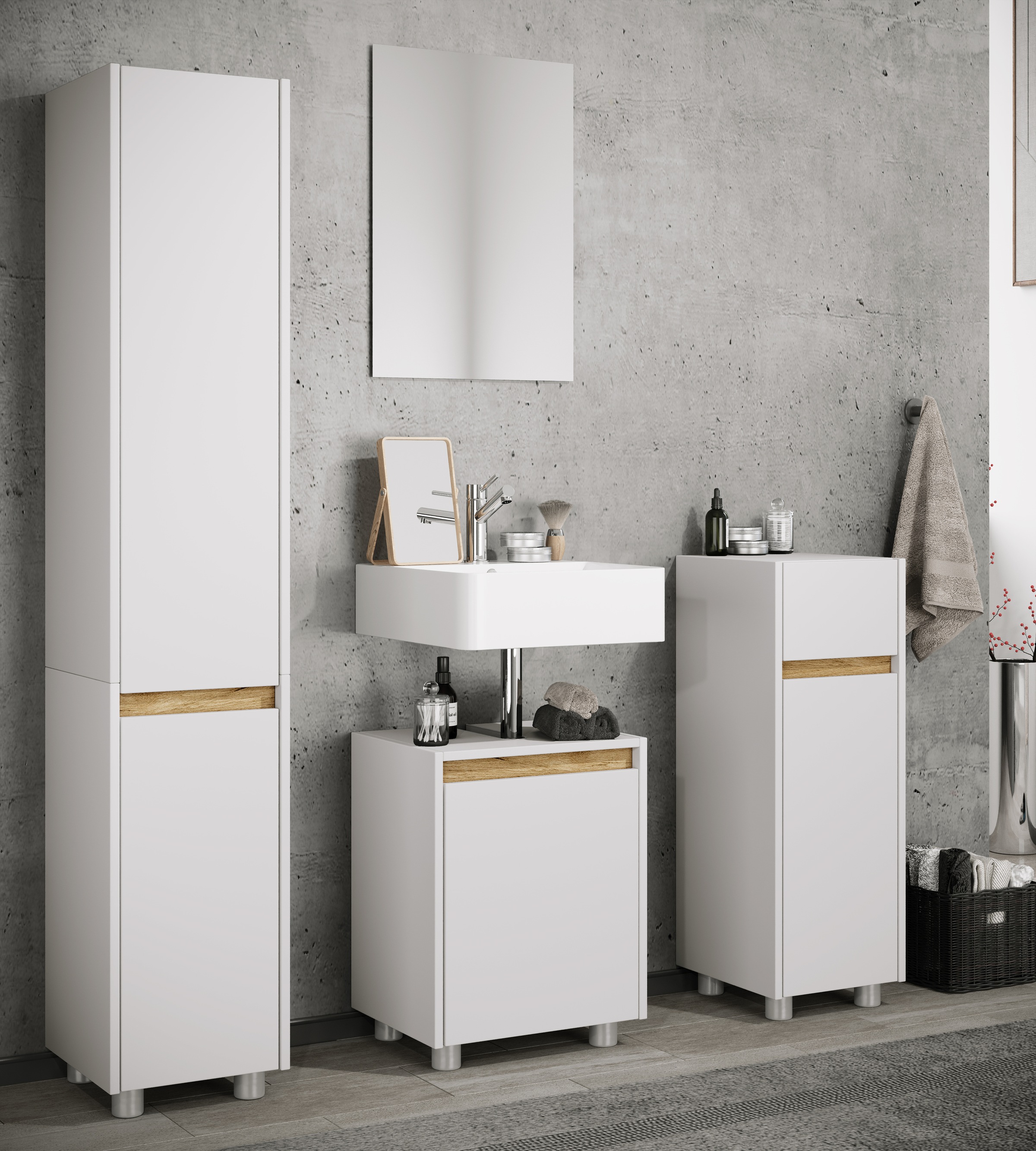 VCM Hochschrank "Holz Badmöbel Hochschrank mit Drehtüren Cosila" 1 Stk. tlg günstig online kaufen