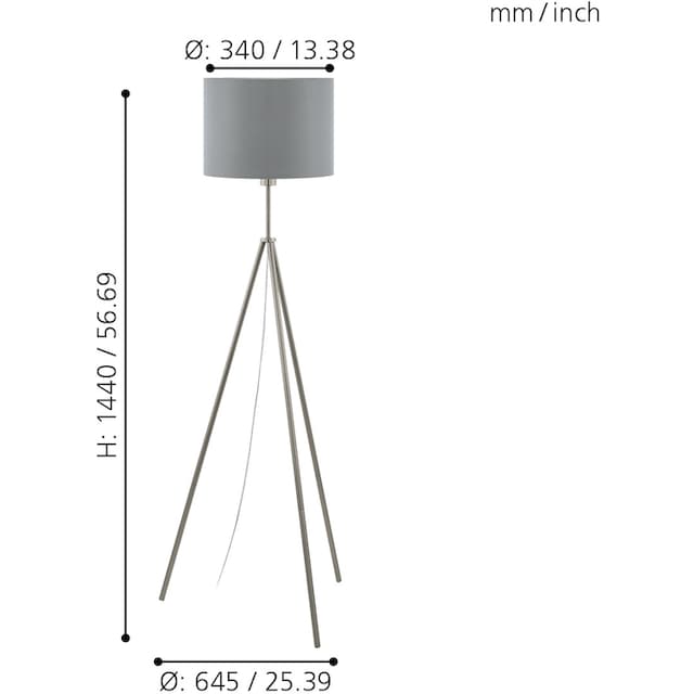 Black Friday EGLO Stehlampe »SCIGLIATI«, 1 flammig-flammig, nickel-matt /  Ø34 x H144 cm / exkl. 1 x E27 (je max. 60W) / hochwertig | BAUR