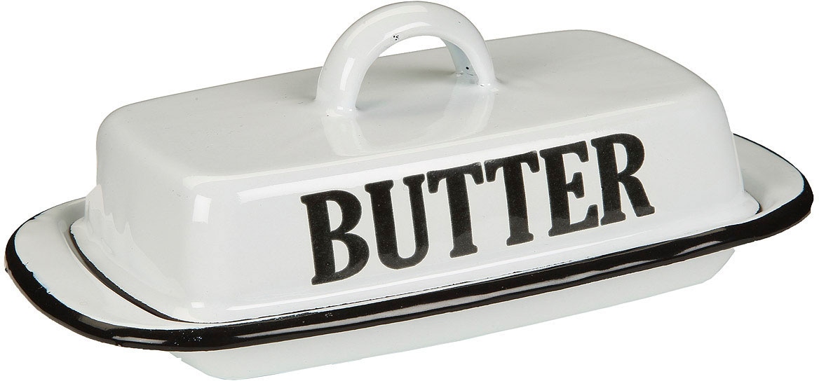 Ambiente Haus Dose "Butterdose aus Emaille in Antikweiß" günstig online kaufen