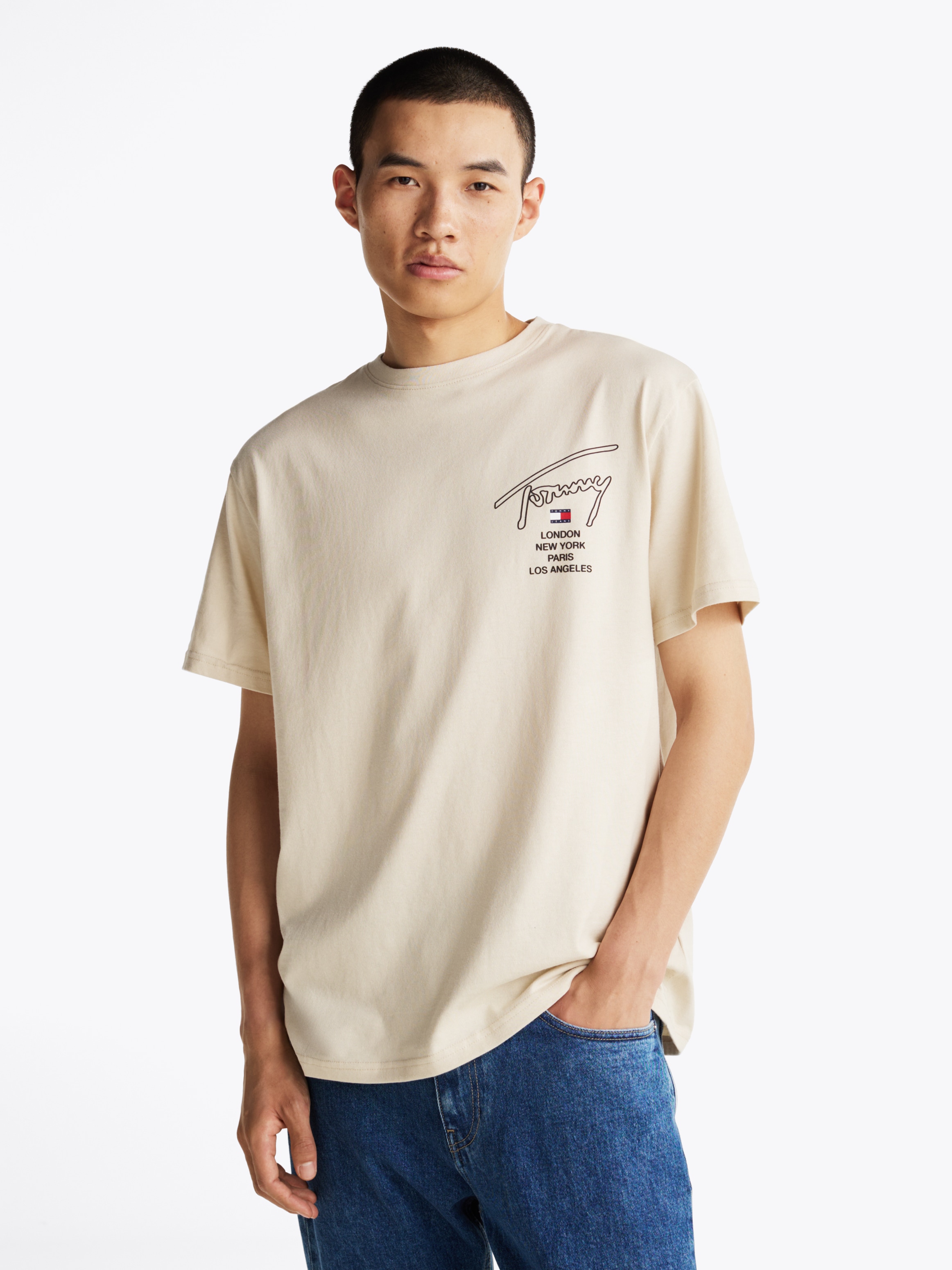 Tommy Jeans T-Shirt "TJM REG SIG CITY TWIST TEE EXT", Rückenprint, überschn günstig online kaufen