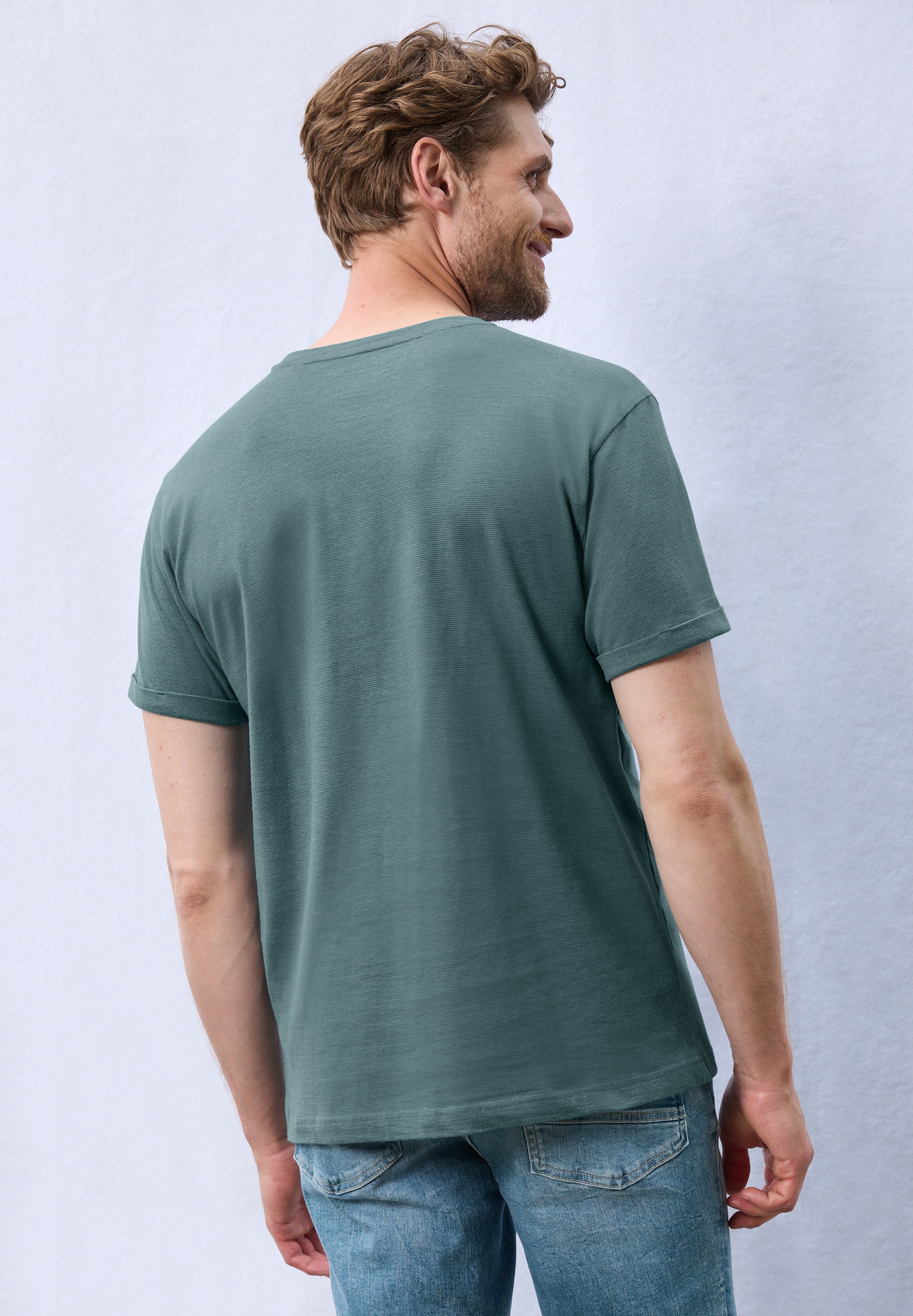 STREET ONE MEN T-Shirt, mit Streifen-Struktur
