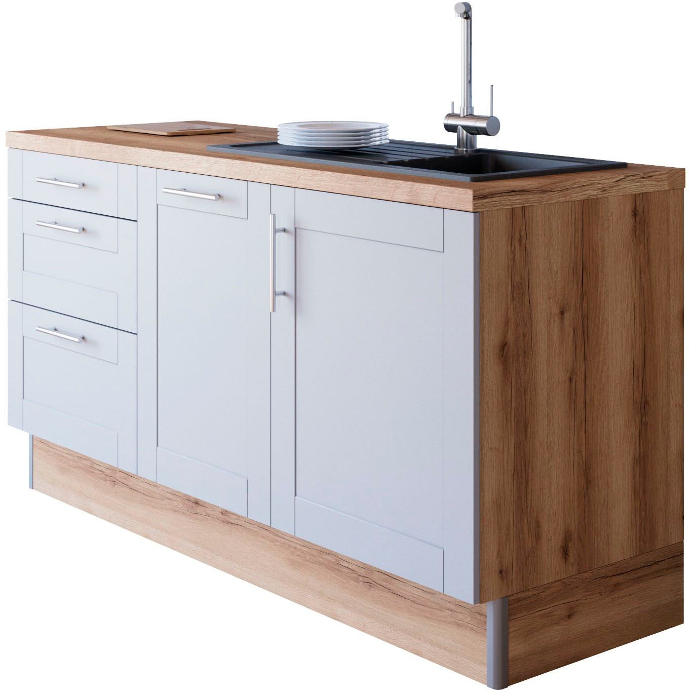 OPTIFIT Küche »Ahus«, 180 cm breit, wahlw.mit E-Geräten, Soft Close Funktion, MDF Fronten