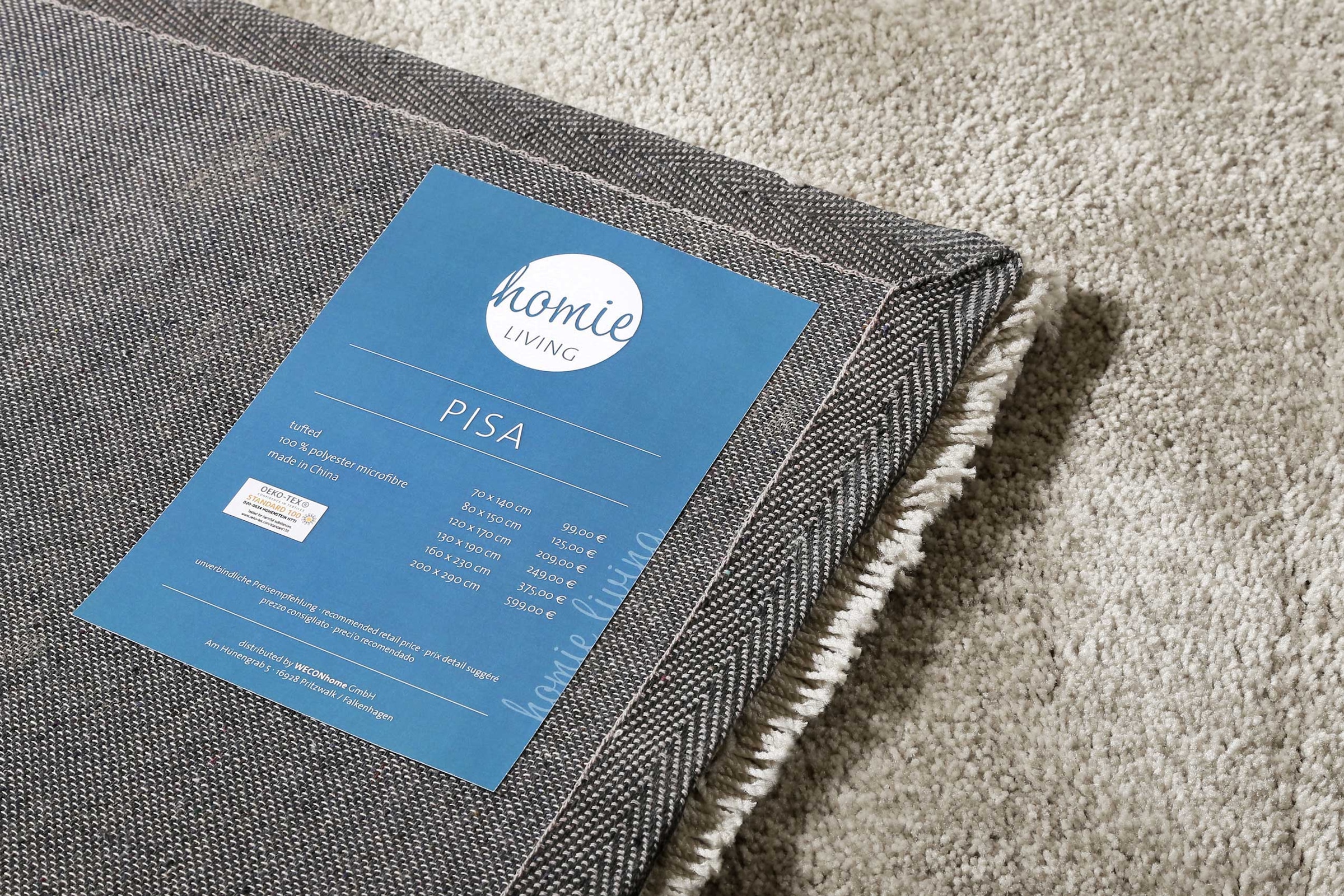 Homie Living Teppich »Pisa«, rund, 25 mm Höhe, Hochflor, Microfaser, uni, weich, Shaggy, Wohnzimmer, Schlafzimmer