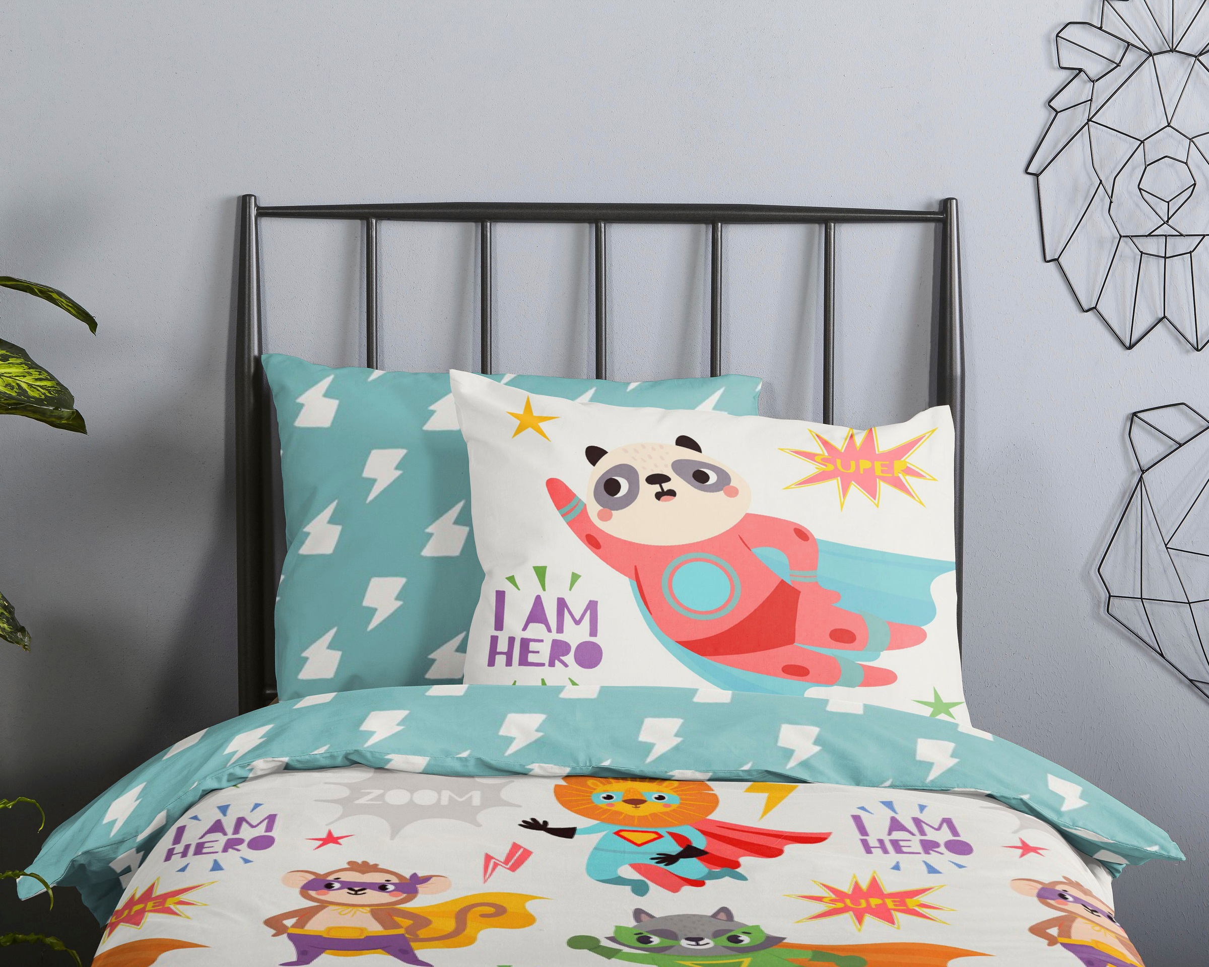good morning Kinderbettwäsche »Superhero«, 100% Baumwolle, 100x135, Reißverschluss, Wendeoptik, Baby, Junge, Held