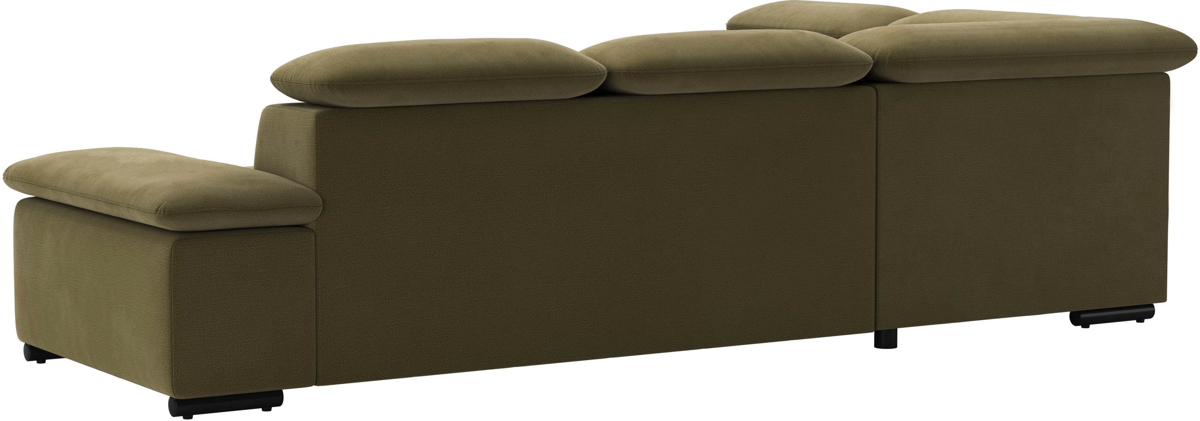 Ecksofa SIT & MORE "Alcudia L-Form", grün (olive), B:272cm H:73cm T:226cm, 98% Polyester, 2% Polyamid, Sofas, Ecksofa, mit Armteilverstellung, optional Kopfteilverstellung und Bettfunktion 3
