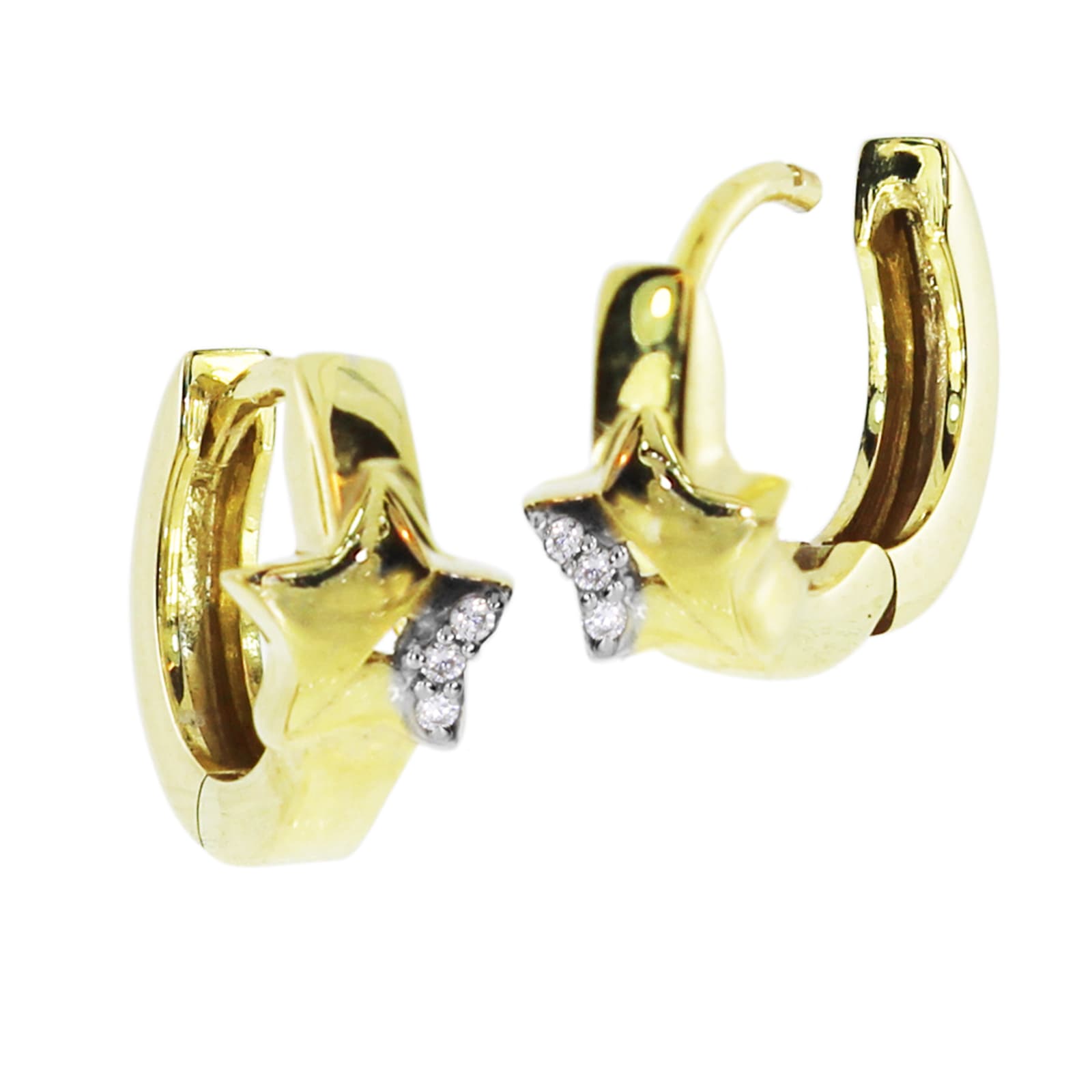 Paar Creolen OSTSEE-SCHMUCK "Ostsee-Schmuck Creole Stern Creole Stern", gelb, Ohrringe, Damen, 12 x 6,0mm, Gelbgold 333