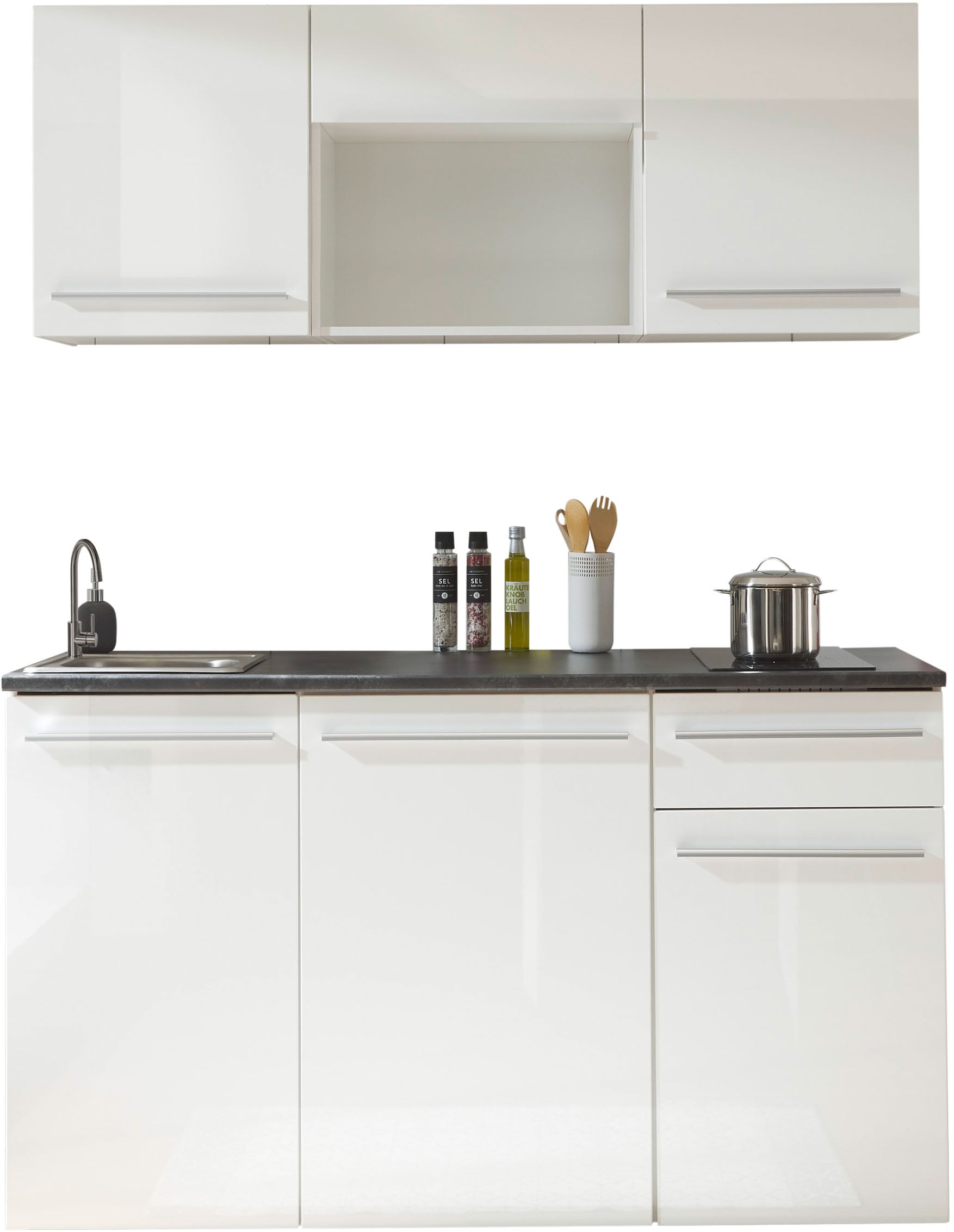 BASIC by Balculina Küchenzeile »Jazz Singleküche«, Breite 160 cm, mit und ohne Geräte lieferbar