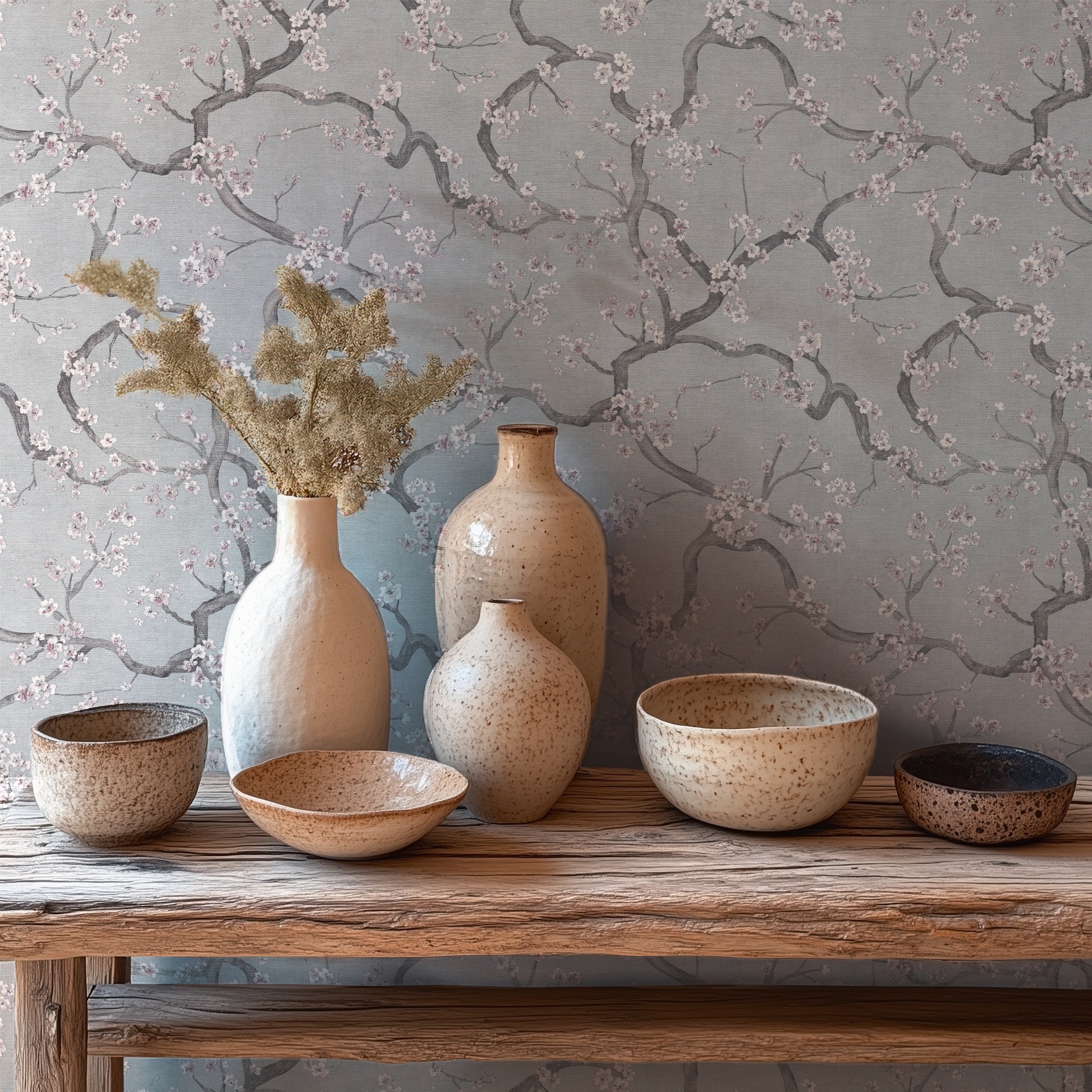 living walls Vliestapete »Blütenzweigtapete bunt Kirschblütenmotiv Asiatisch« floral strukturiert
