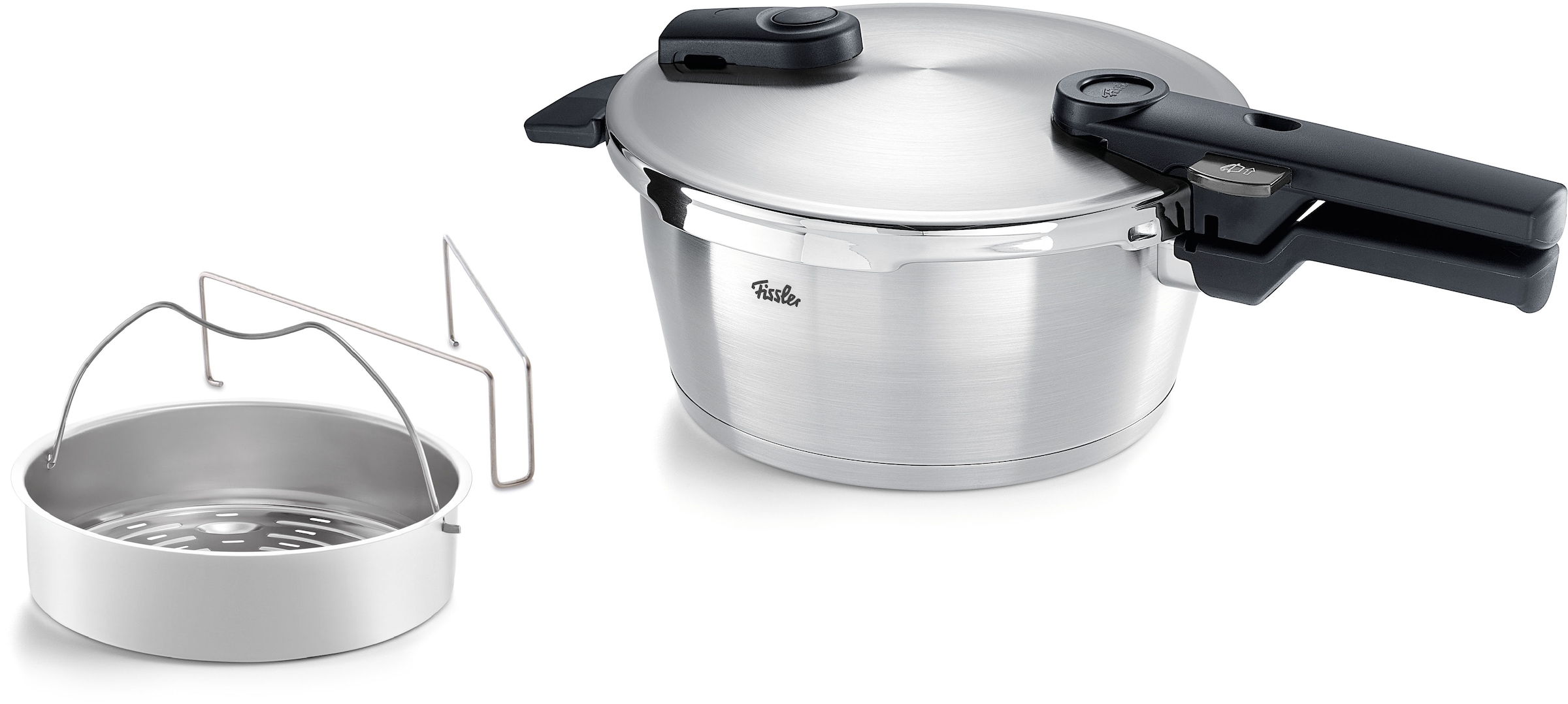 Fissler Schnellkochtopf "Vitaquick Premium Edelstahl Dampfkochtopf mit Dämpfeinsatz" 3 tlg. Edelstahl 18/10